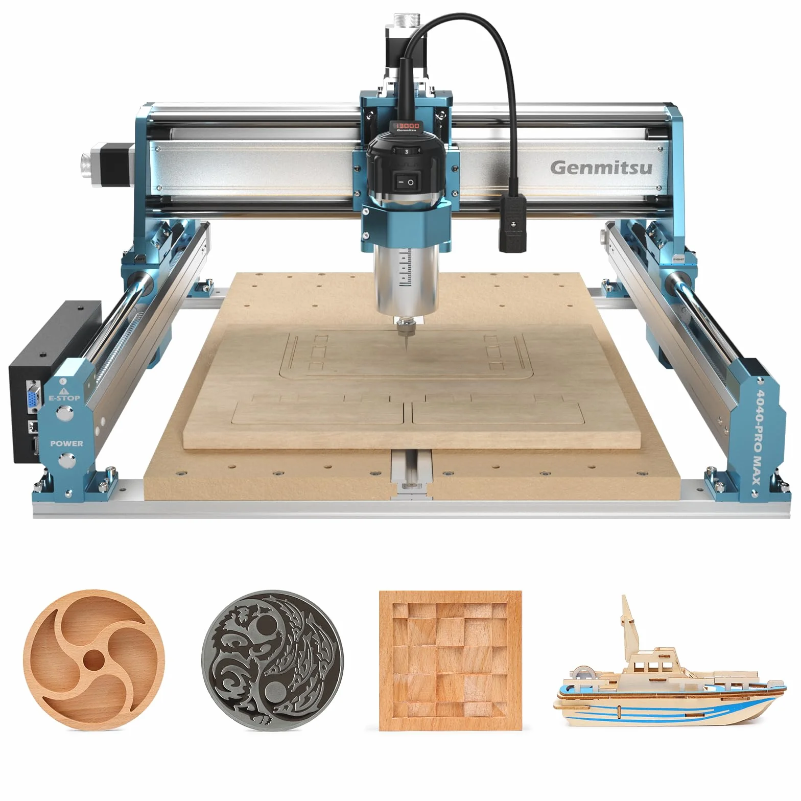 Genmitsu CNC-Fräsmaschine 4040-PRO MAX zum Fräsen von Holz, Metall und Acryl, GRBL-Steuerung, 3-Achsen-Graviermaschine mit 710-W-Trimmer und Linearschienenantrieb