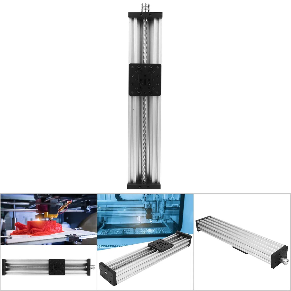 Schraubenschlitten-Lineartisch aus Aluminiumlegierung, 3D-Drucker-Graviermaschine, Schwarz, Silber, Schwarz, 400 Mm, Professionelles Zubehör (400mm #20)