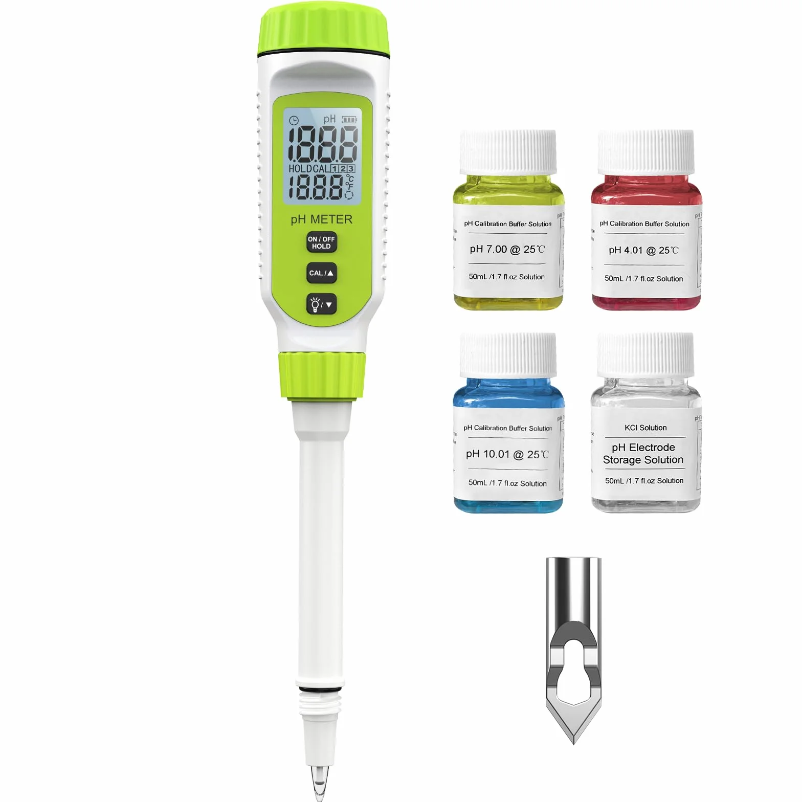 Tadeto pH Messgerät, Hohe Präzision Digitale pH Tester für Wasser, Erde, Pool, Boden, Trink, Garten, pH Meter mit Thermometer LCD Display und Kalibrierung Set und Legierung Schutzkapp