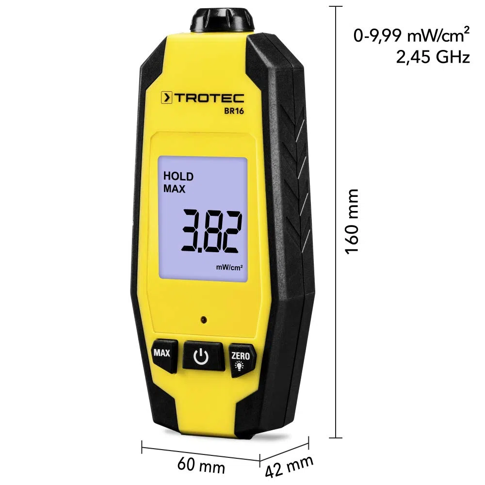 TROTEC BR16 Mikrowellen-Indikator digitaler Strahlungsdetektor Messgerät 0-9,99 mW/cm²