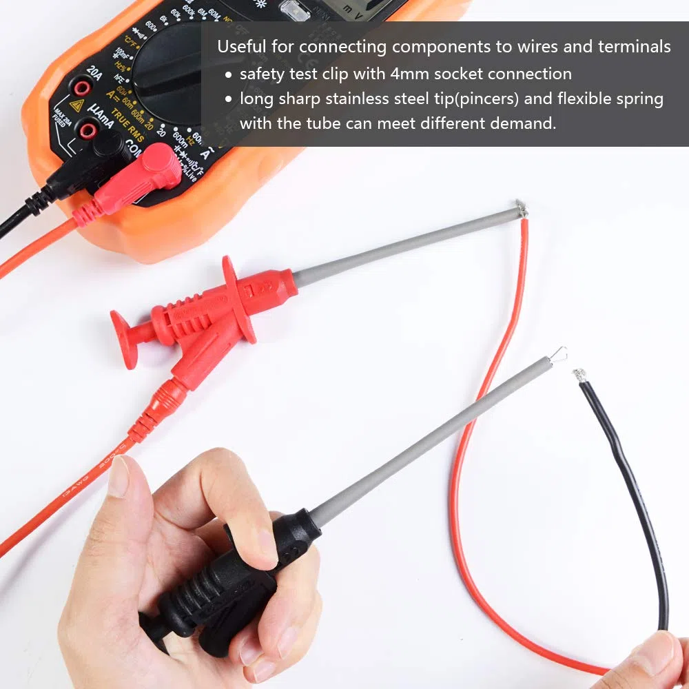 HANDSKIT-Messleitungen, Multimeter-Kit für elektronische Messleitungen, professionelles Digitalmultimeter-Zubehörset mit Messverlängerung, Krokodilklemmen, Prüfspitzen und Mini-Kolbenhaken, 22-teilig