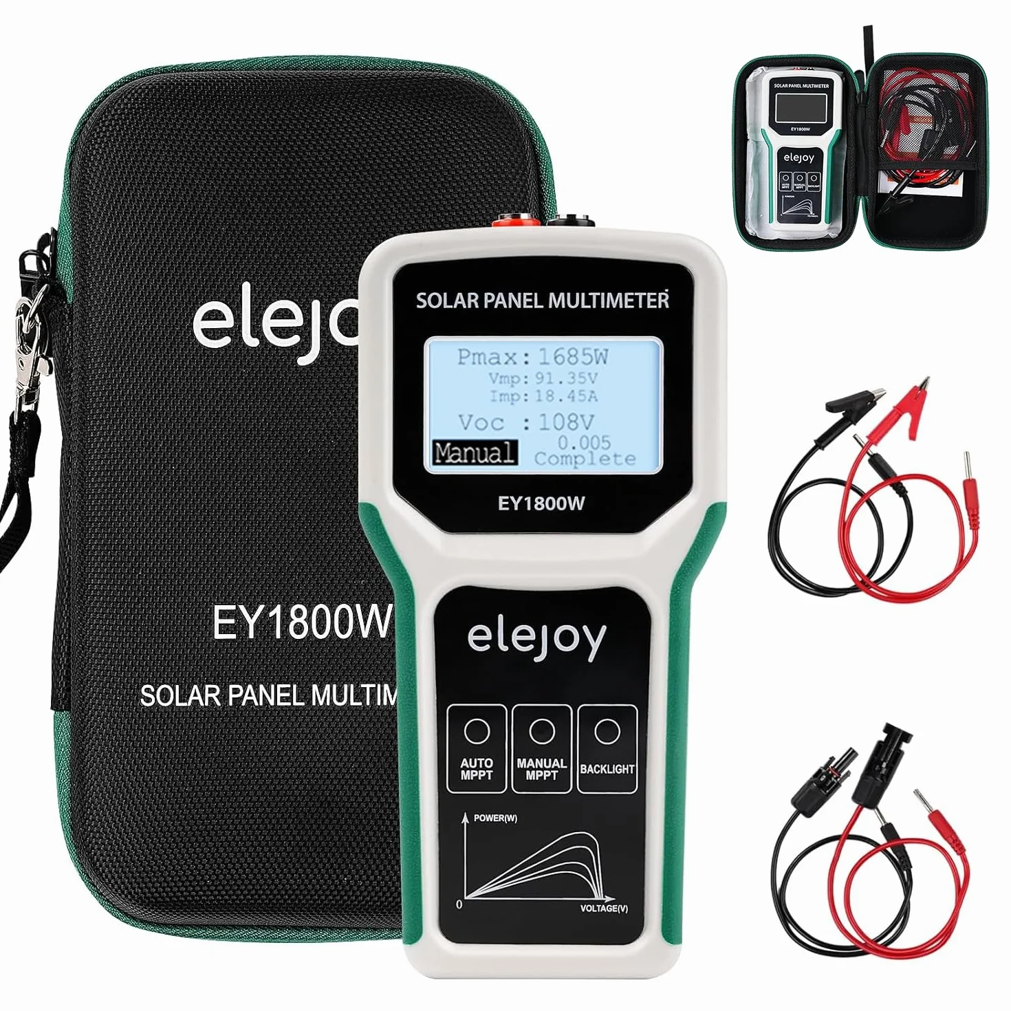 Solarpanel MPPT Tester, 1800W Photovoltaik Panel Multimeter mit LCD Display, Intelligente Leerlaufspannung Fehlersuche und Datenprüfung für Solar PV Testing, Nicht Höher als DC 20-120V 60A