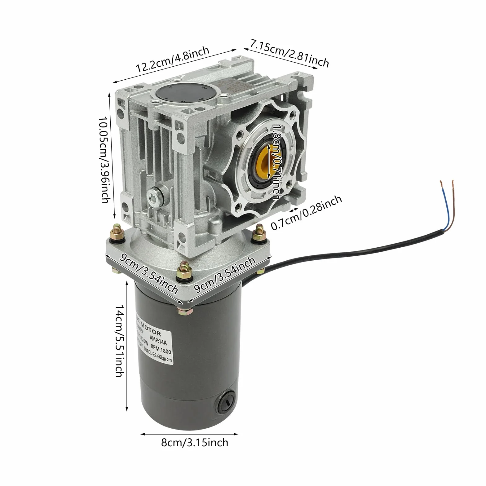 Getriebemotor 12V DC Schneckengetriebemotor 1800 U/min 1:50 Selbstsperrfunktion Reversierfunktion