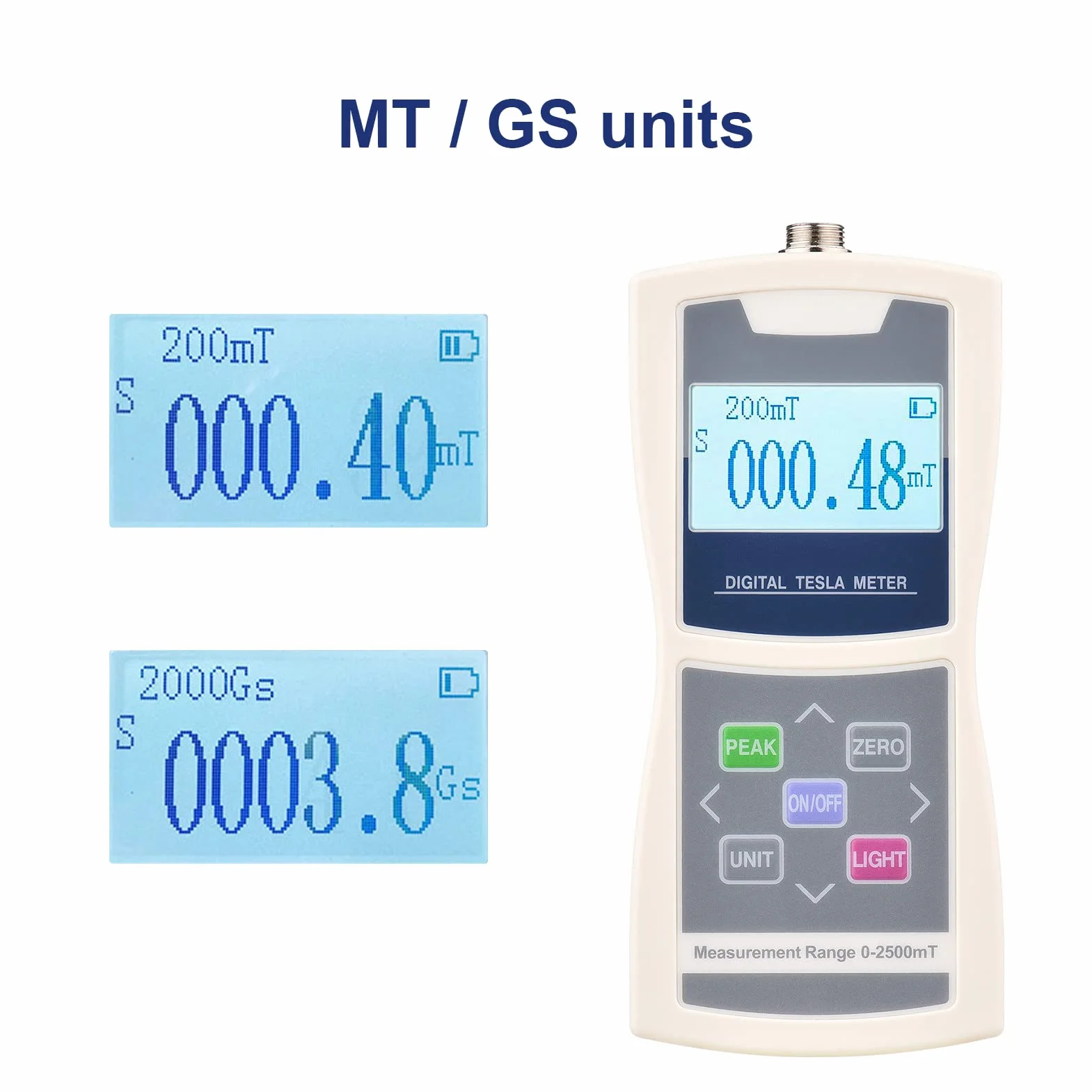 Digitales Tesla-Meter Gaussmeter 200mT 2000mT Hochpräzises Magnetfeld-Testgerät mit Hallsonden-Kunststoffbox