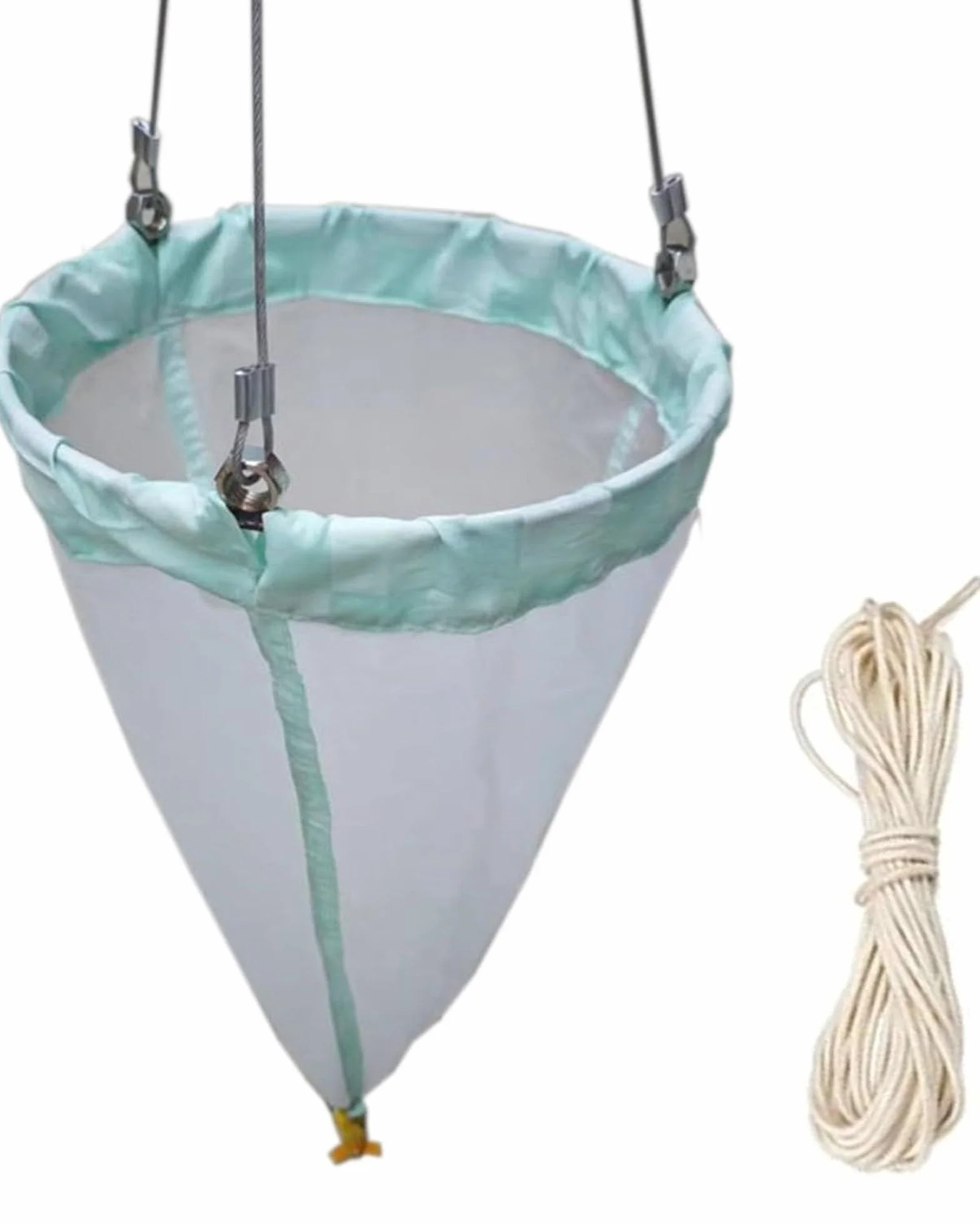 Planktonnetz mit 200 Maschen – 23,62 Zoll lang, 8,27 Zoll Durchmesser, 64 μm Öffnung, verdicktes experimentelles Nylon, 25# feines Planktonnetz mit 5 m Probenahmeseil