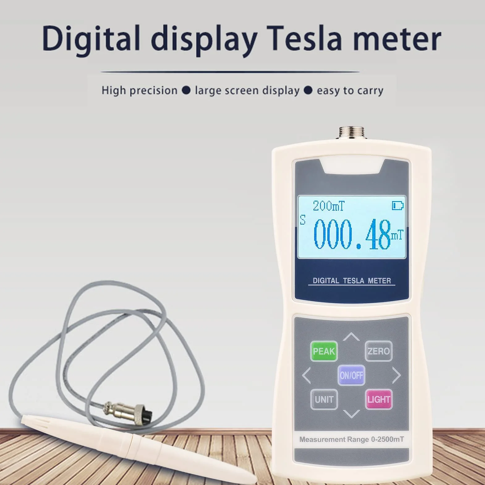 Digitales Tesla-Meter Gaussmeter 200mT 2000mT Hochpräzises Magnetfeld-Testgerät mit Hallsonden-Kunststoffbox