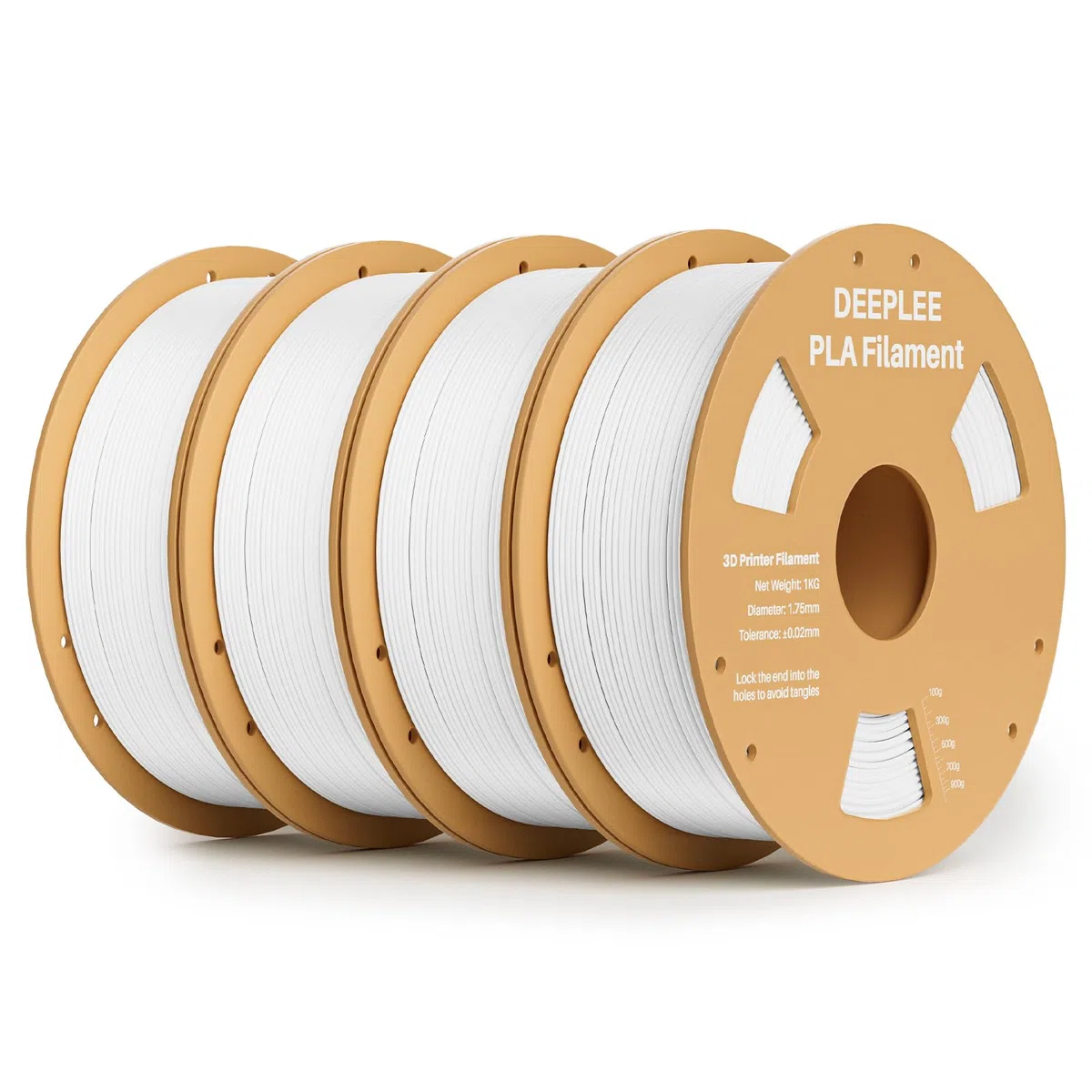DEEPLEE PLA Filament 1.75mm 4kg (1KG/Spool) Maßgenauigkeit +/- 0,02 mm Weiß für FDM 3D Drucker