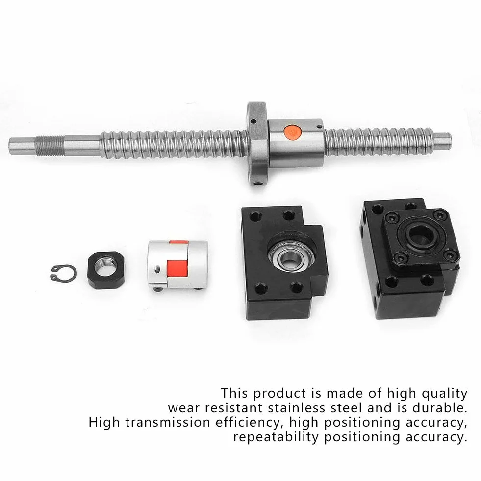 SFU1605 Kugelumlaufspindelsatz 250 mm Edelstahl-Kugelumlaufspindel & Mutter & BKBF12-Halterung & 6,35 * 10 mm Kupplung für CNC-Maschine