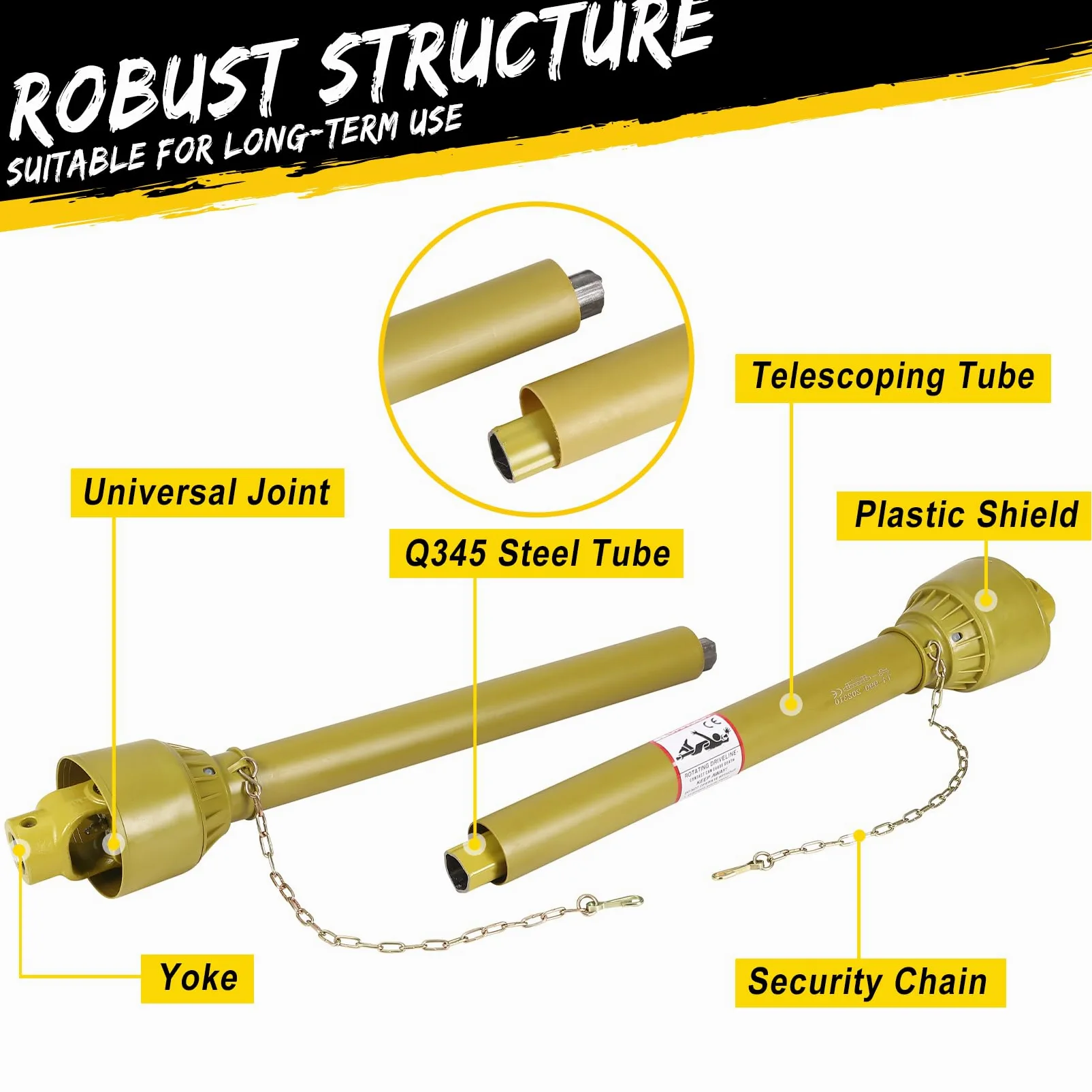 Verstellbare Gelenkwelle Für Traktor, 1-3/8" 6 Zähne PTO Welle Mit Teleskoprohr, Q345 Stahl, 540/1000 u/Min, Traktor Antriebswelle Für Landwirtschaftliche Geräte