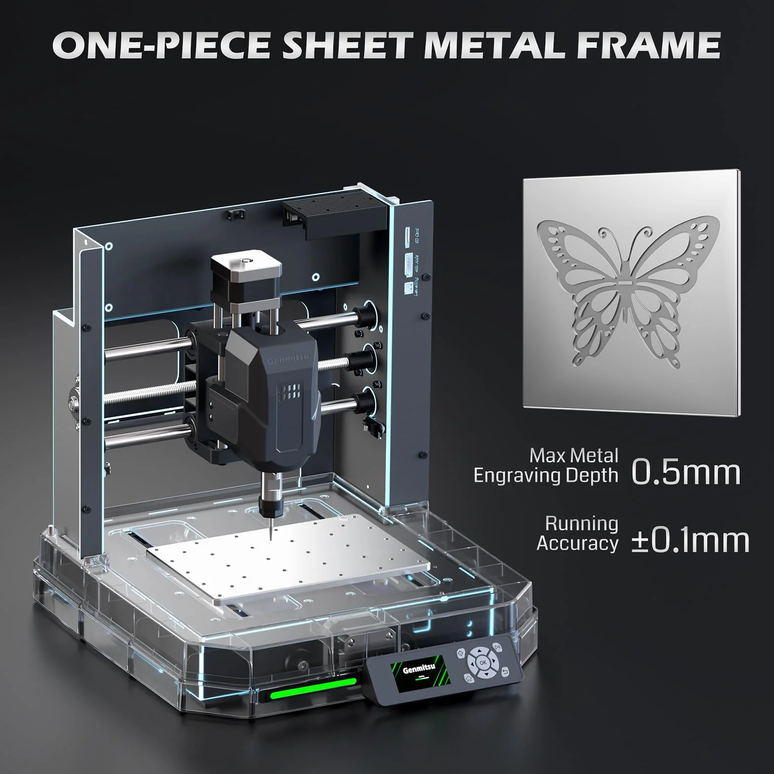 Genmitsu Cubiko CNC-Fräsmaschine, Werkzeugkalibrierung per Tastendruck, intelligente Höhenkartenmessung zum Fräsen von PCB, geeignet für Weichmetall, Holz, WLAN- und APP-Unterstützung