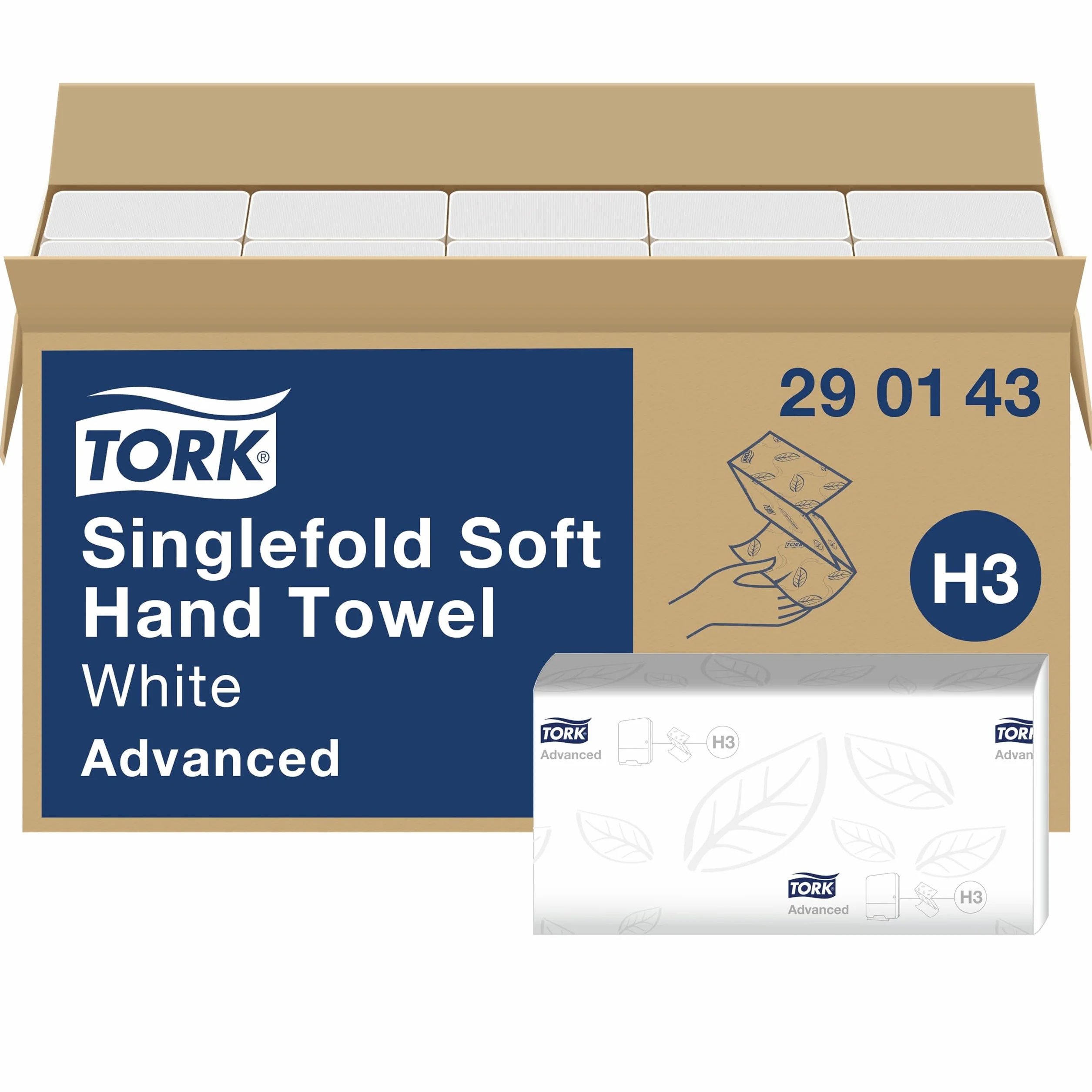 Tork Advanced H3 Falthandtücher 290143 - 2-lagig, saugfähig, reißfest, weiß - 15 x 250 Tücher