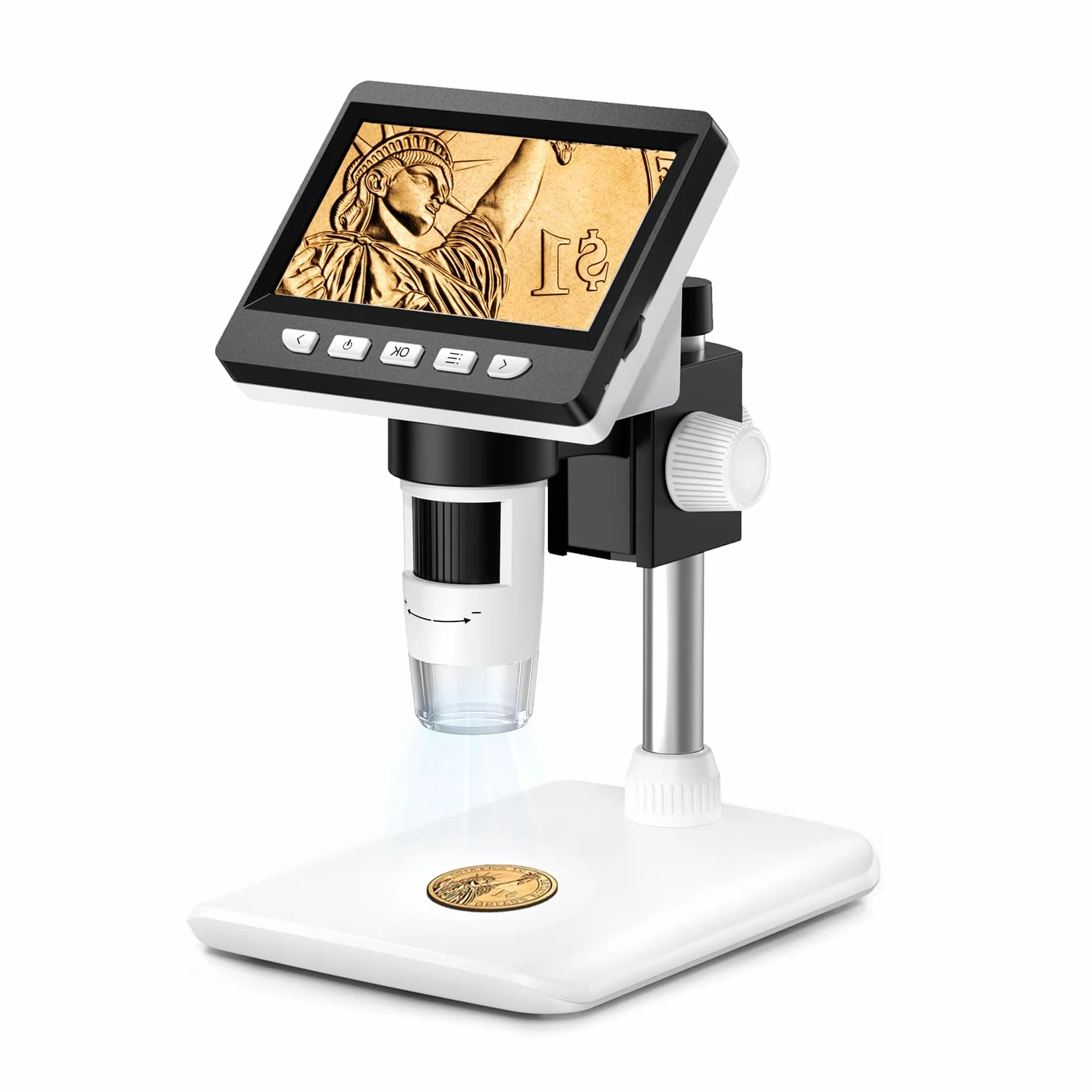 GlobalCrown Mikroskop digital 4,3 Zoll 1000X Vergrößerung 8 LED-Lichter Windows/Mac