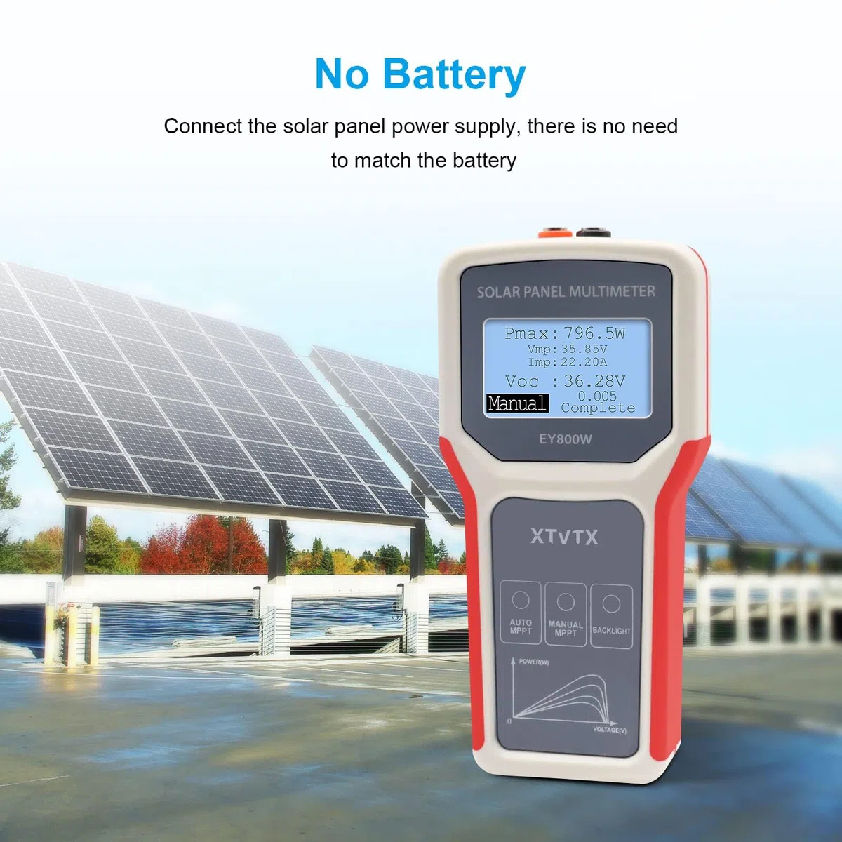 Photovoltaik Solarpanel Tester, EY800W Solarpanel Tester,installationstester,Leistungsmesser,Leerlaufspannungs detektor,mit automatischer MPPT Erkennung,LCD Display,für Photovoltai Panel