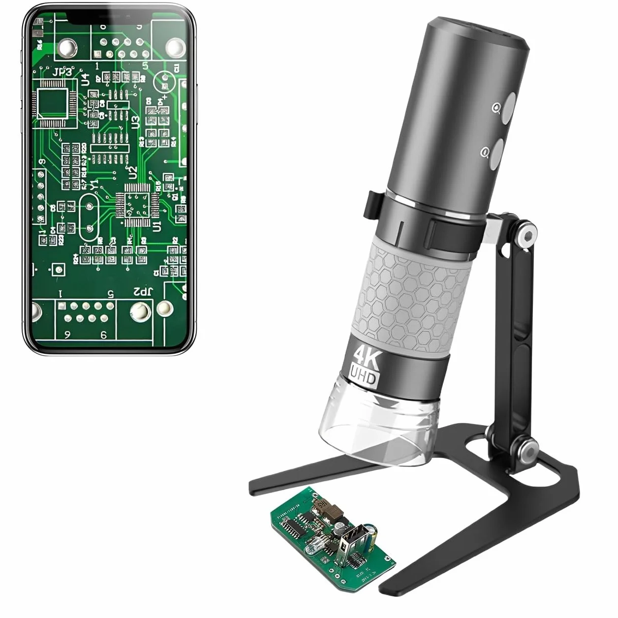 Jiusion WiFi USB Digitales Mikroskop 50-1000X Kabellose Vergrößerung Endoskop 4K 3840x2160P Kamera 8 LEDs Metallständer