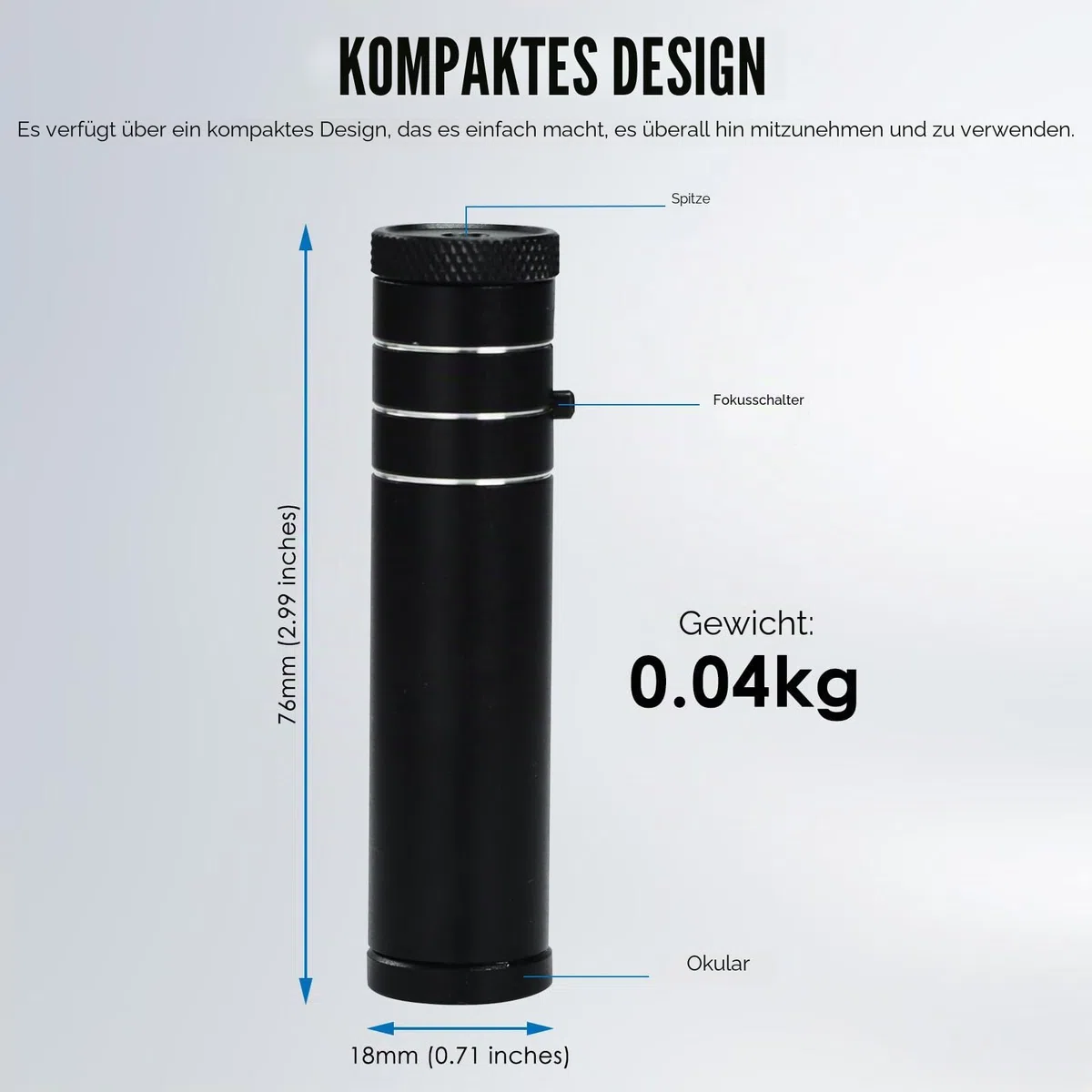 Fokussierspektroskop 10 mm Prismen-Edelsteinspektroskop mit einstellbarem Fokus Gemologie-Spektrometer Aluminiumkörper