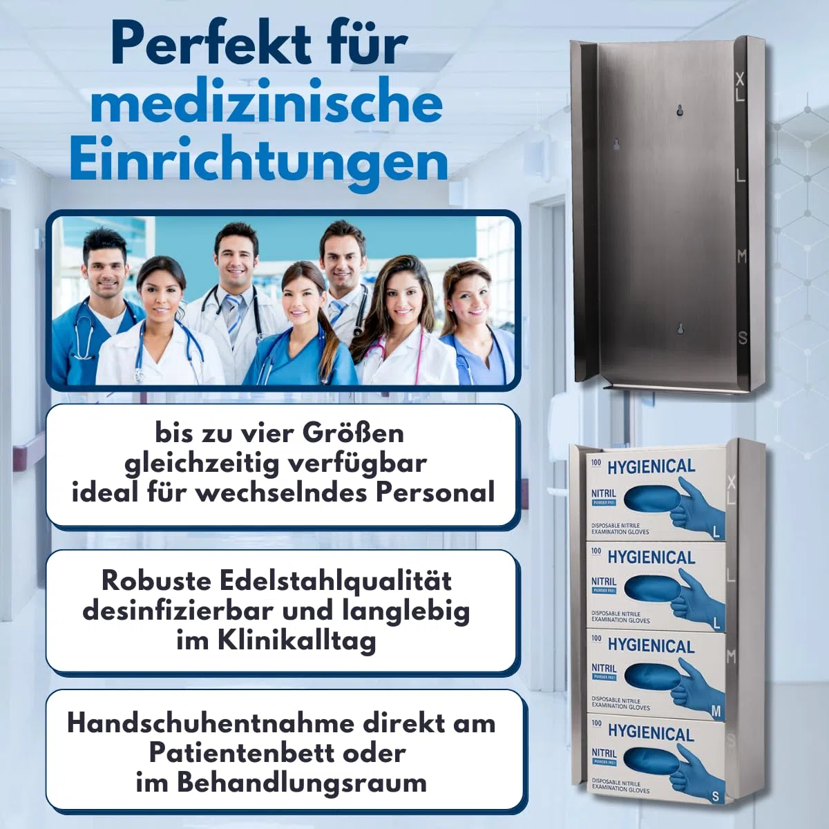 4er Handschuhspender aus Edelstahl, Wandhalter für Handschuhboxen, Hygienischer Handschuhhalter für Einmalhandschuhe