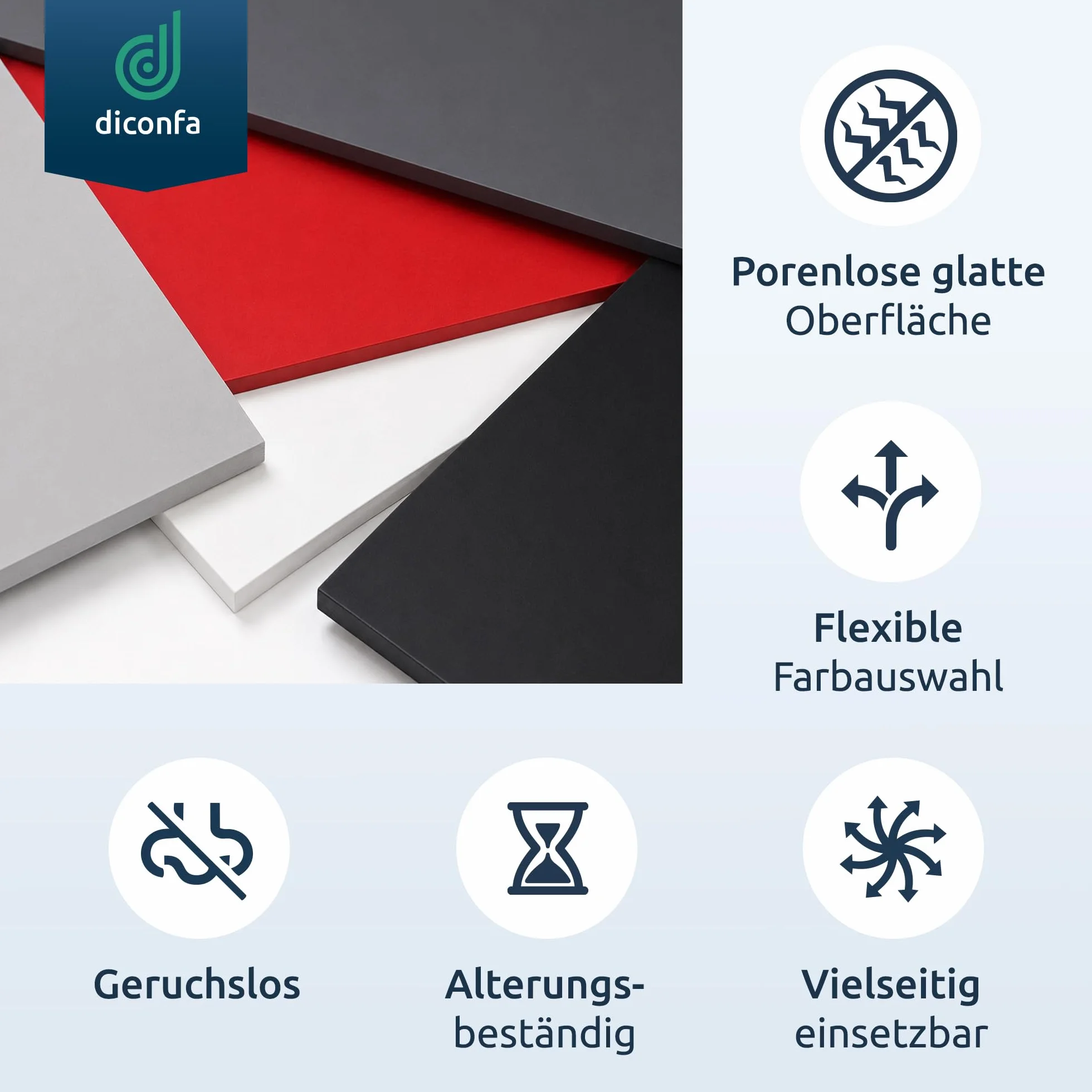 diconfa PVC Kunststoffplatte natur weiß NACH MAß - 1 bis 10mm stark - 800 x 1200mm (80 x 120cm), 6mm dick - hart seidenmatt weiss porenlos glatte Oberfläche - einseitig Schutzfolie