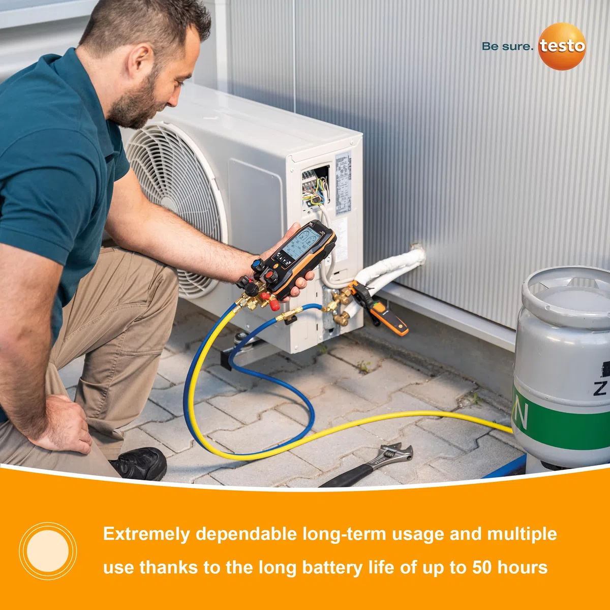 Testo 557s Kit I App-betriebener digitaler Verteiler, 2 x Testo 115i Rohrschellenthermometer, 1 x Testo 552i Mikron Messgerät, 4 x Schläuche I für HLK-Systeme - mit Bluetooth
