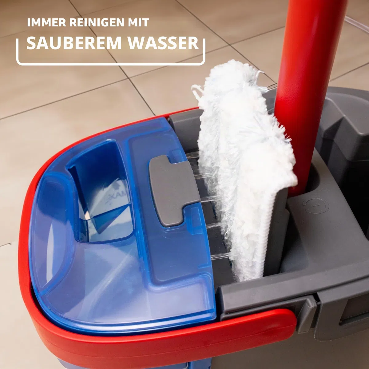 Vileda H2PrO Bodenwischer Mikrofaser Trennung Frisch- und Schmutzwasser Wassersparend Einhandbedienung Kompakt Ergonomisch