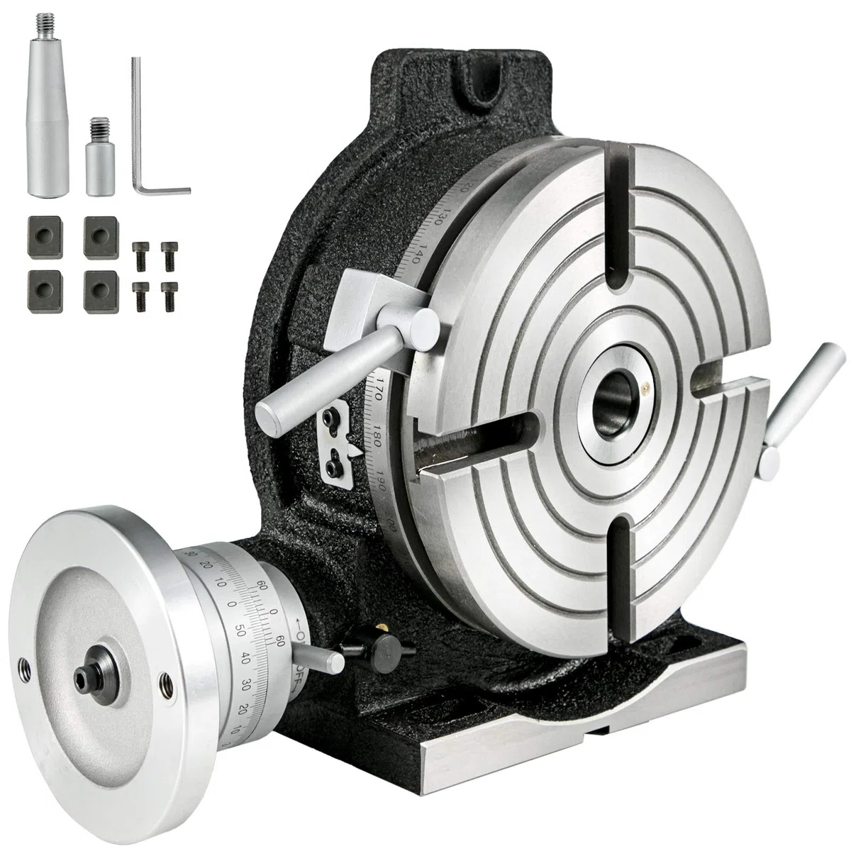 VEVOR Teilapparat Rundtisch 200mm Rundteiltisch Horizontal-Vertikal Teilkopf Teilapparat schwenkbar zum Fräsen und Bohren…