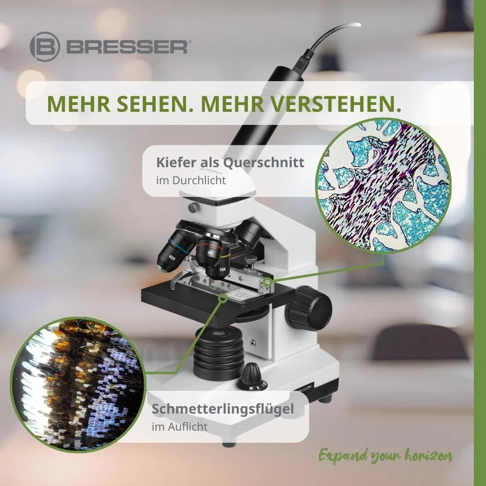Bresser Biolux NV Mikroskop 20x-1280x Durchlicht Auflicht HD USB-Kamera Kreuztisch Transportkoffer