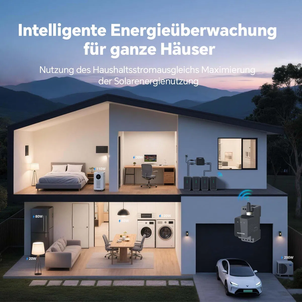 MARSTEK Smart Meter CT002 (Upgrade 2026), WLAN & Bluetooth, Dreiphasige Leistungsabtastung, Einphasig kompatibel, DIN-Schienen-Montage, App-Steuerung