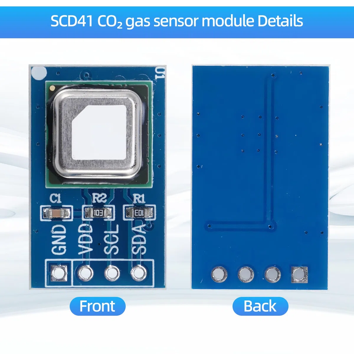 SCD41 CO2 Gassensormodul 2 in 1 Sensor Temperatur Luftfeuchtigkeit I2C 2,4-5,5 V