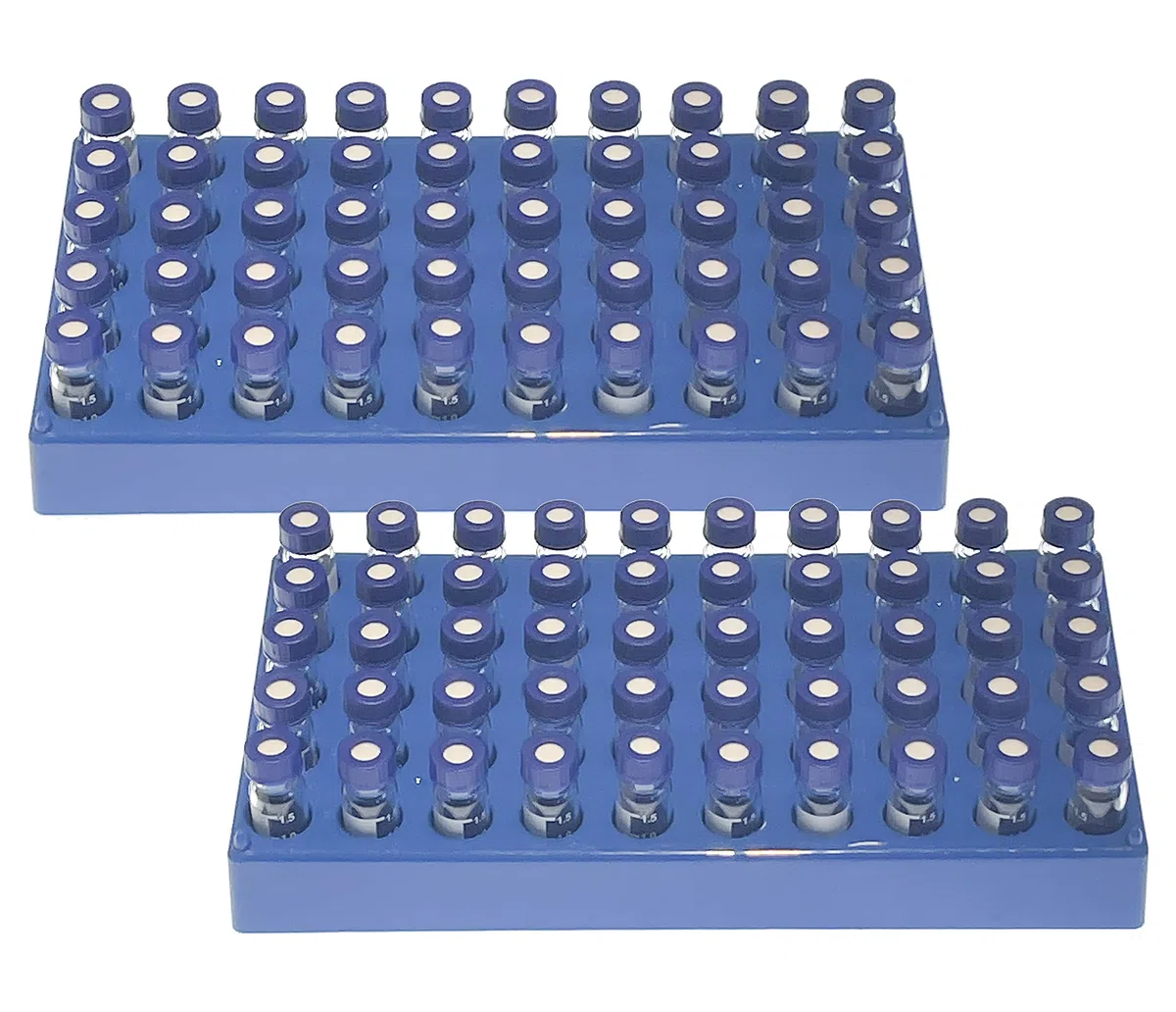 MUHWA HPLC Ampullen, 2 ml Labor Autosampler Ampullen mit 2 Gestell, Ampullen mit Schreibbereich und Skalierungen, Schraubverschluss, weißes PTFE und rotes Silikon Septa (transparent)