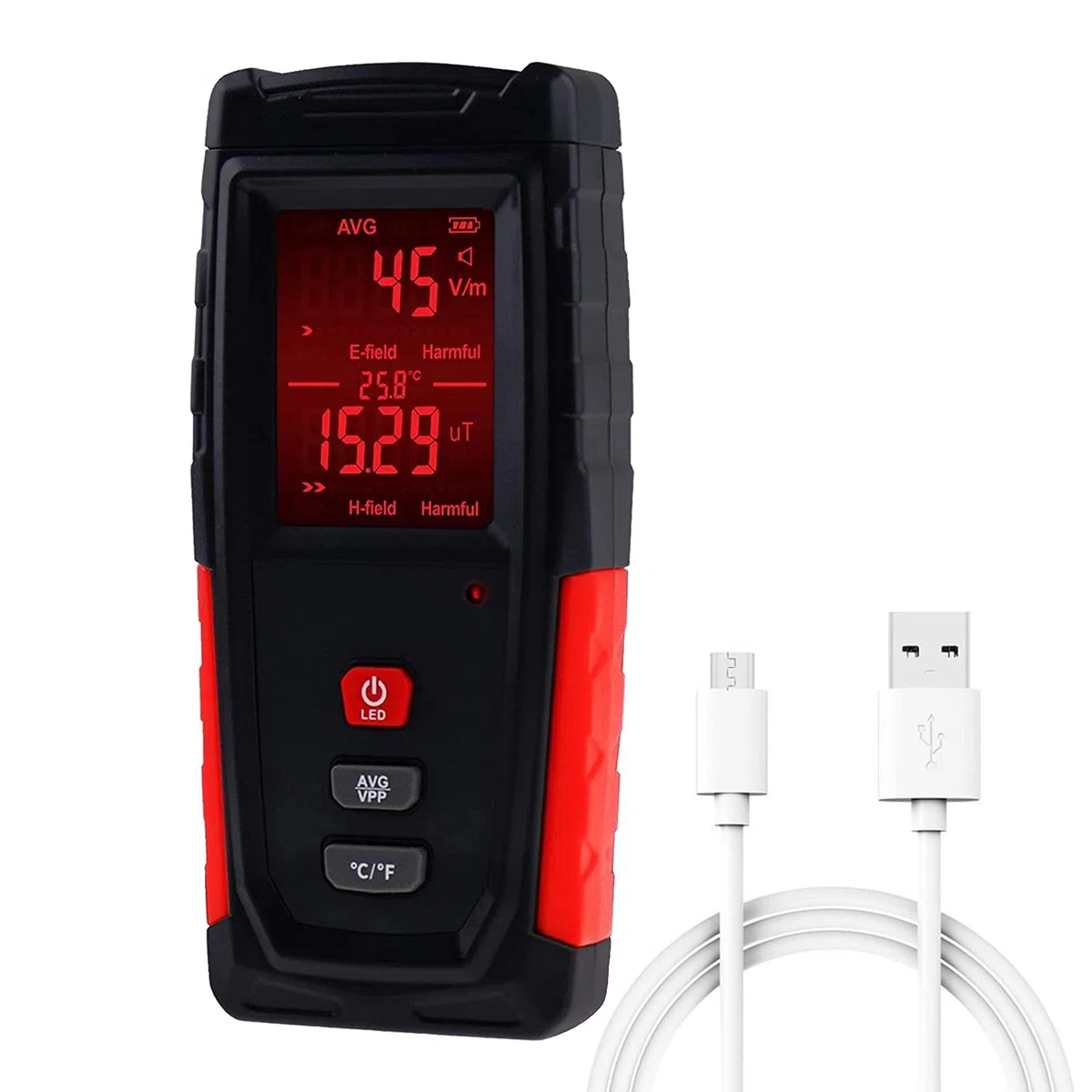 EMF-Messgerät Handheld LCD Digitaler Strahlungsdetektor für Elektromagnetische Felder Wiederaufladbar