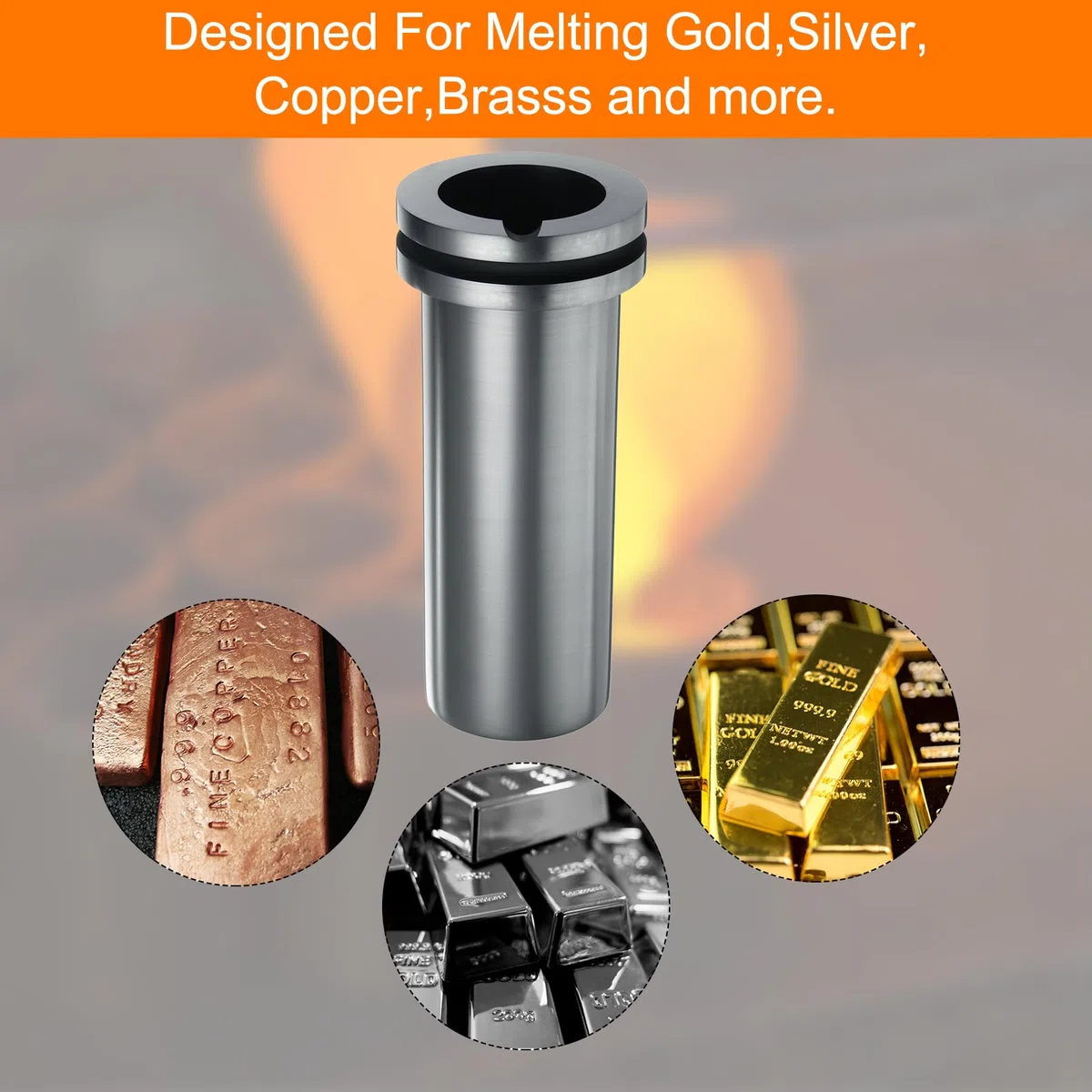 QUARKZMAN Graphit-Schmelztiegel, 3 kg Hochreiner Graphit-Schmelztiegel Metallschmelzbarren zum Schmelzen von Gold, Silber, Kupfer,1,97 Zoll IDx6,69 Zoll H