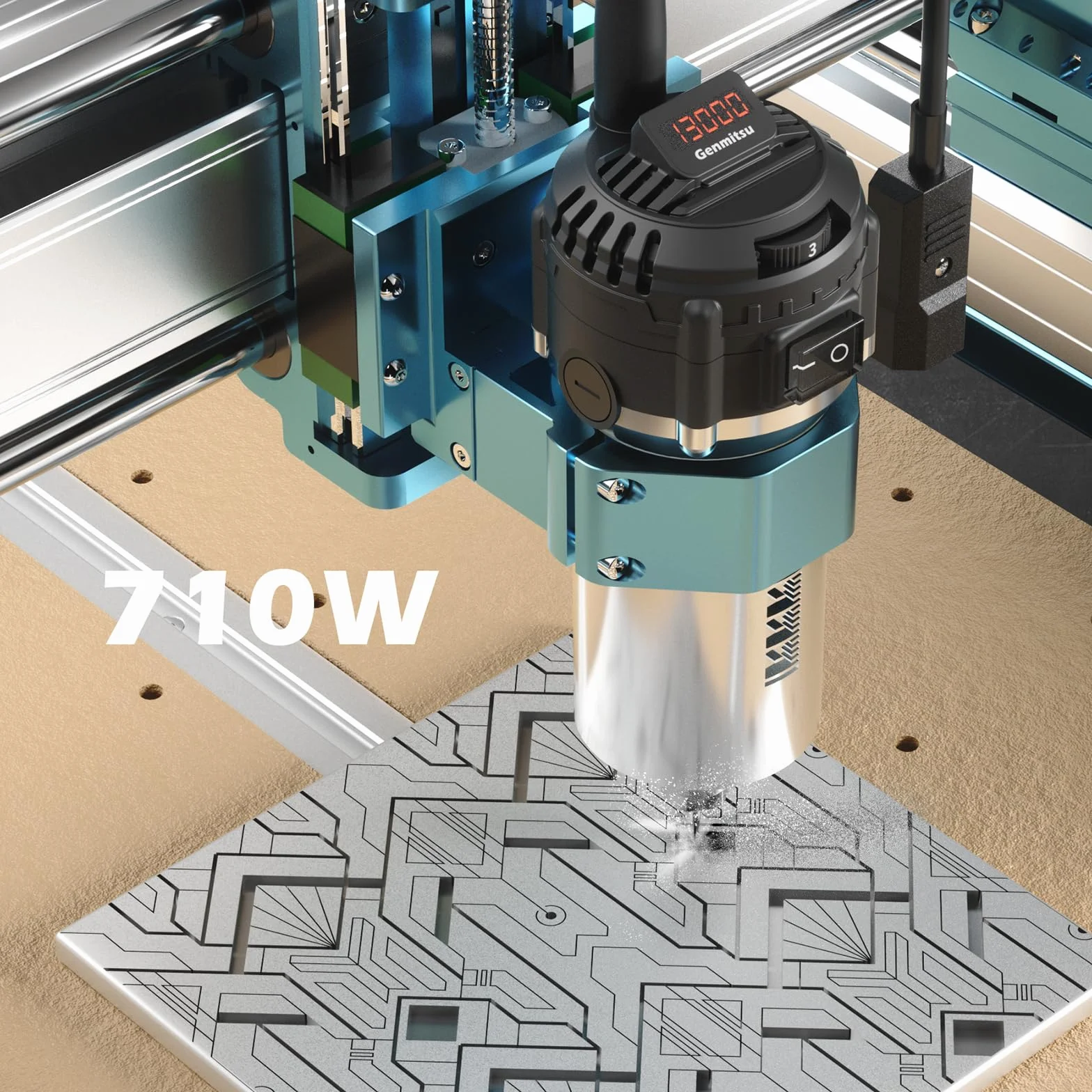 Genmitsu CNC-Fräsmaschine 4040-PRO MAX zum Fräsen von Holz, Metall und Acryl, GRBL-Steuerung, 3-Achsen-Graviermaschine mit 710-W-Trimmer und Linearschienenantrieb
