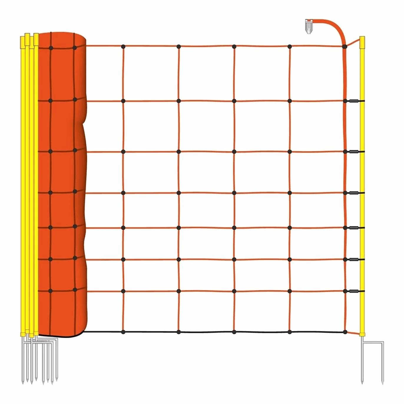 VOSS.farming 50m Elektrozaun-Netz, Schafzaun, Schafnetz, 90cm, 2 Spitzen, orange