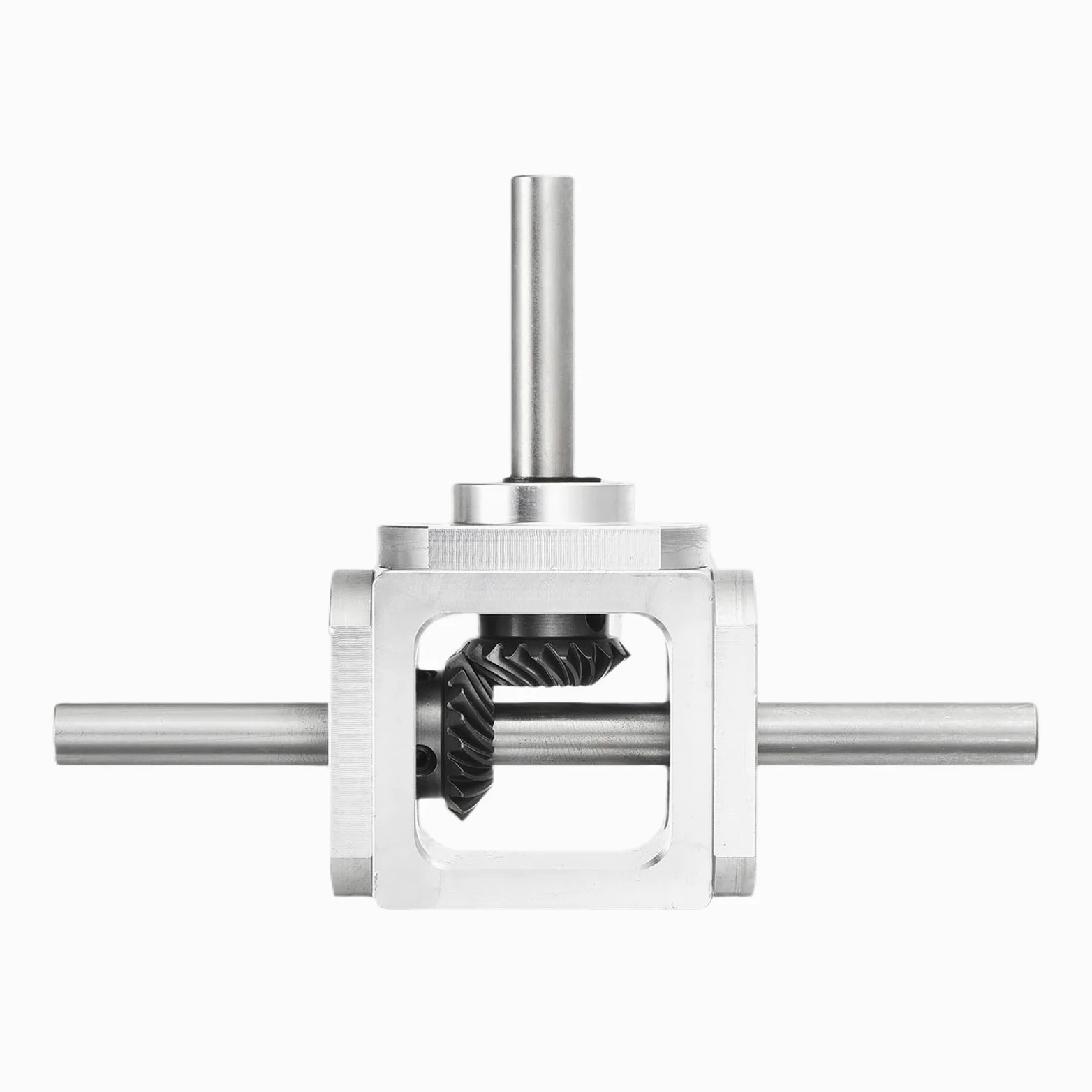 QUARKZMAN Getriebe 90 Grad Kegelgetriebe 1:1 Doppel Ausgangswelle 1 Modul 20 Zähne Aluminiumrahmen 8mm Welle 118x87x30mm