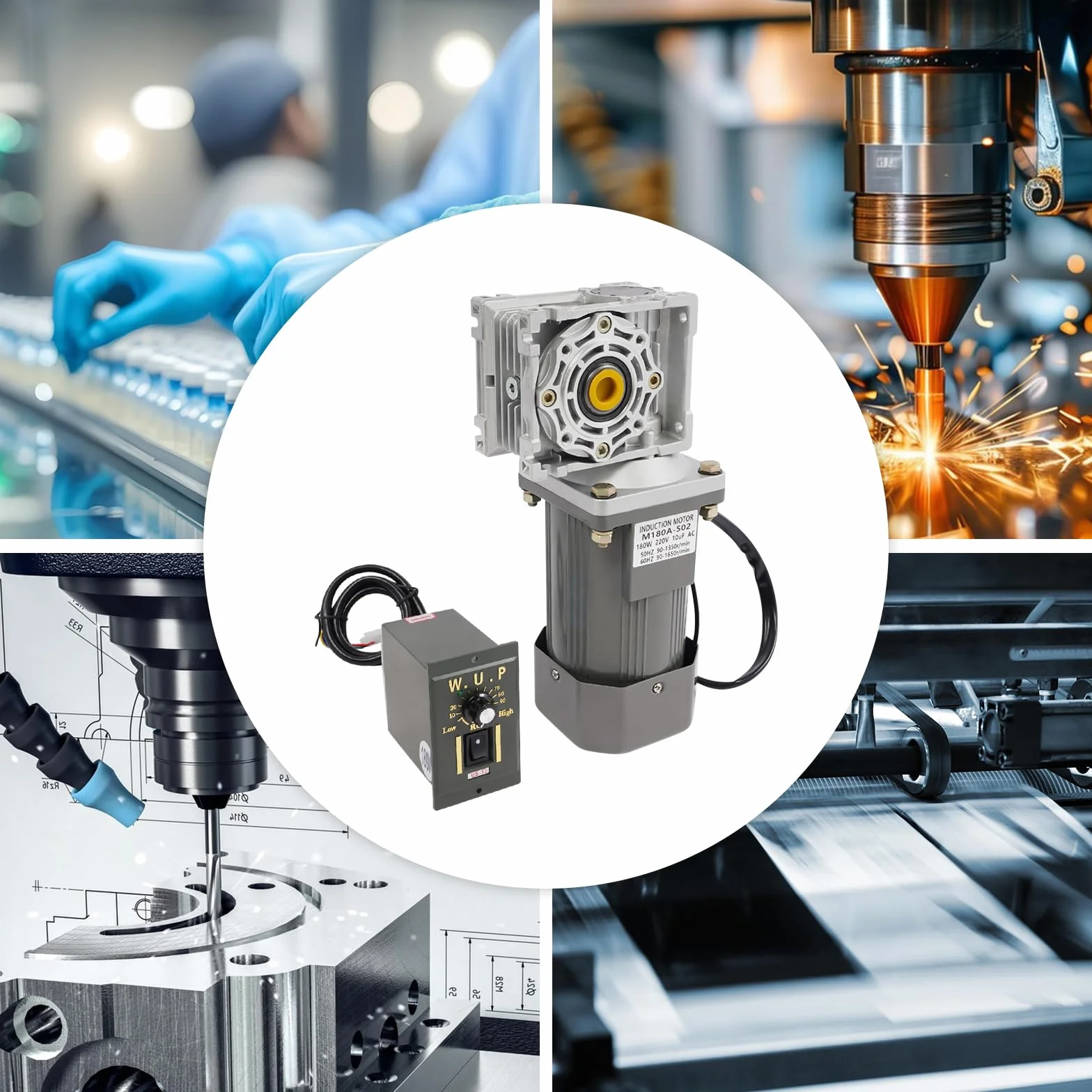 Schneckengetriebemotor mit Drehzahlregler 180W 35NM Drehmoment 0-27RPM für CNC-Anlagen