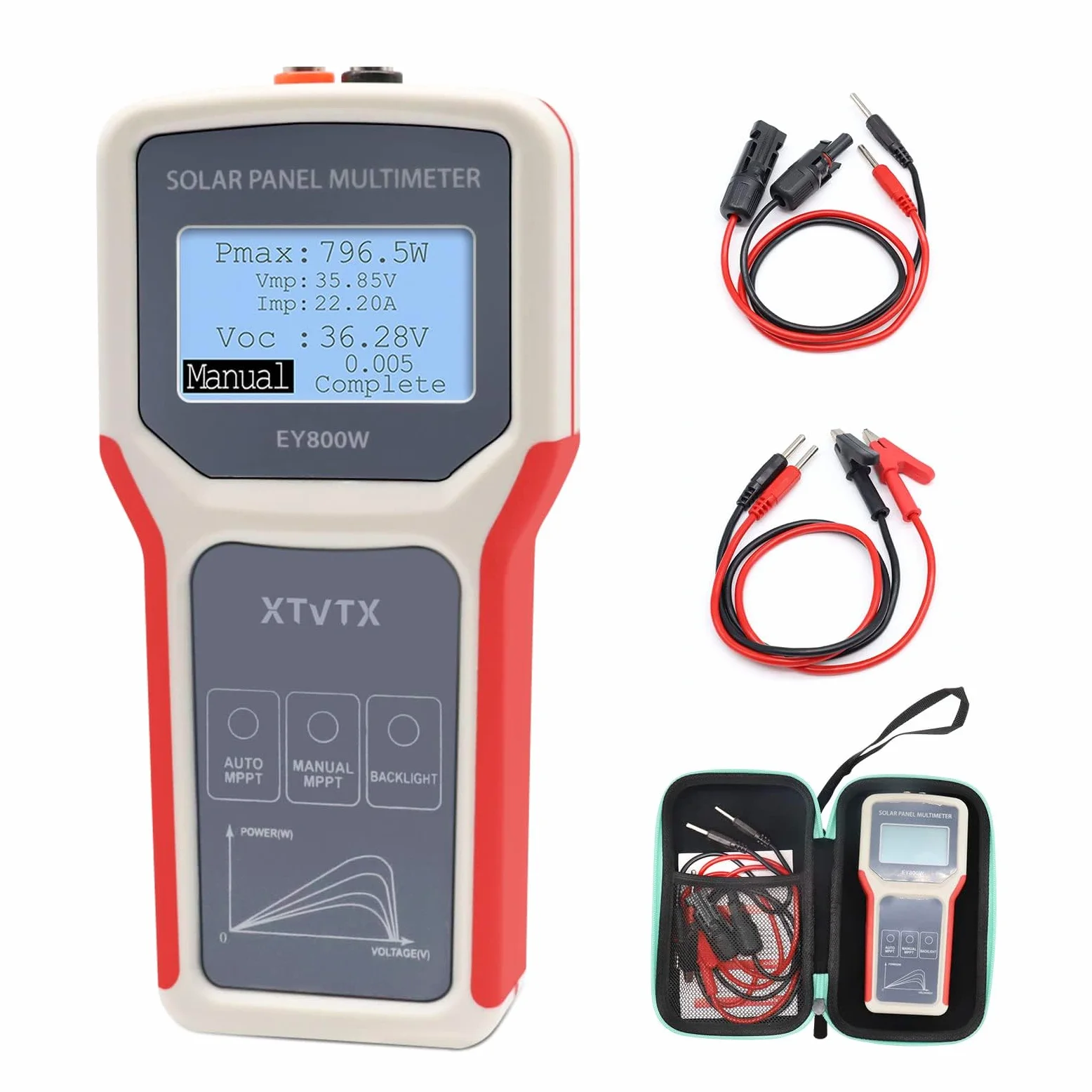 Photovoltaik Solarpanel Tester, EY800W Solarpanel Tester,installationstester,Leistungsmesser,Leerlaufspannungs detektor,mit automatischer MPPT Erkennung,LCD Display,für Photovoltai Panel