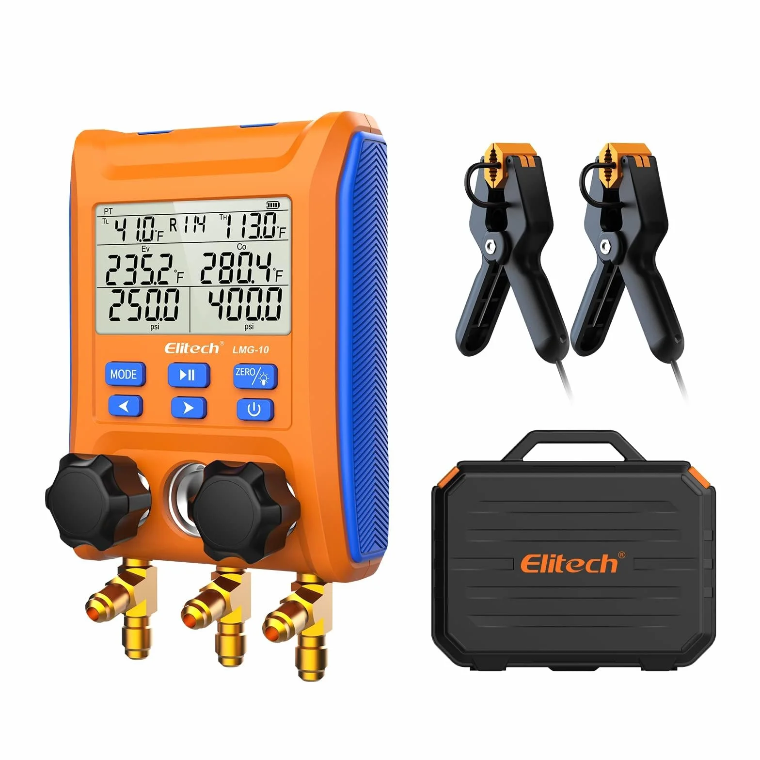 Elitech Kältetechnik LMG-10 Manifold Gauge Set, Digitales Vakuum Drucktemperatur Lecktester für Kühlschränke