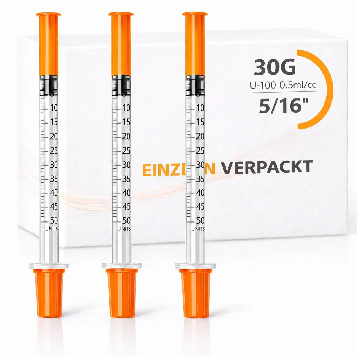100 Stück 0,5 ml U100 Präzisions-Dosiertubes 30G x 5/16" (0,3 x 8 mm), einzeln verpackt für Labor und technische Anwendungen