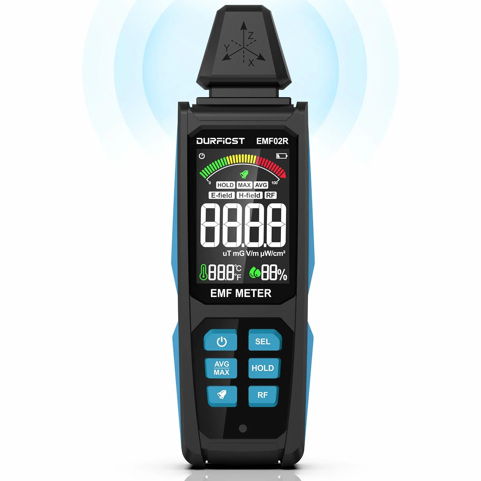 DURFICST 5-in-1 EMF Messgerät Wiederaufladbarer Digitaler Strahlungsdetektor für EF RF MF WiFi 5G