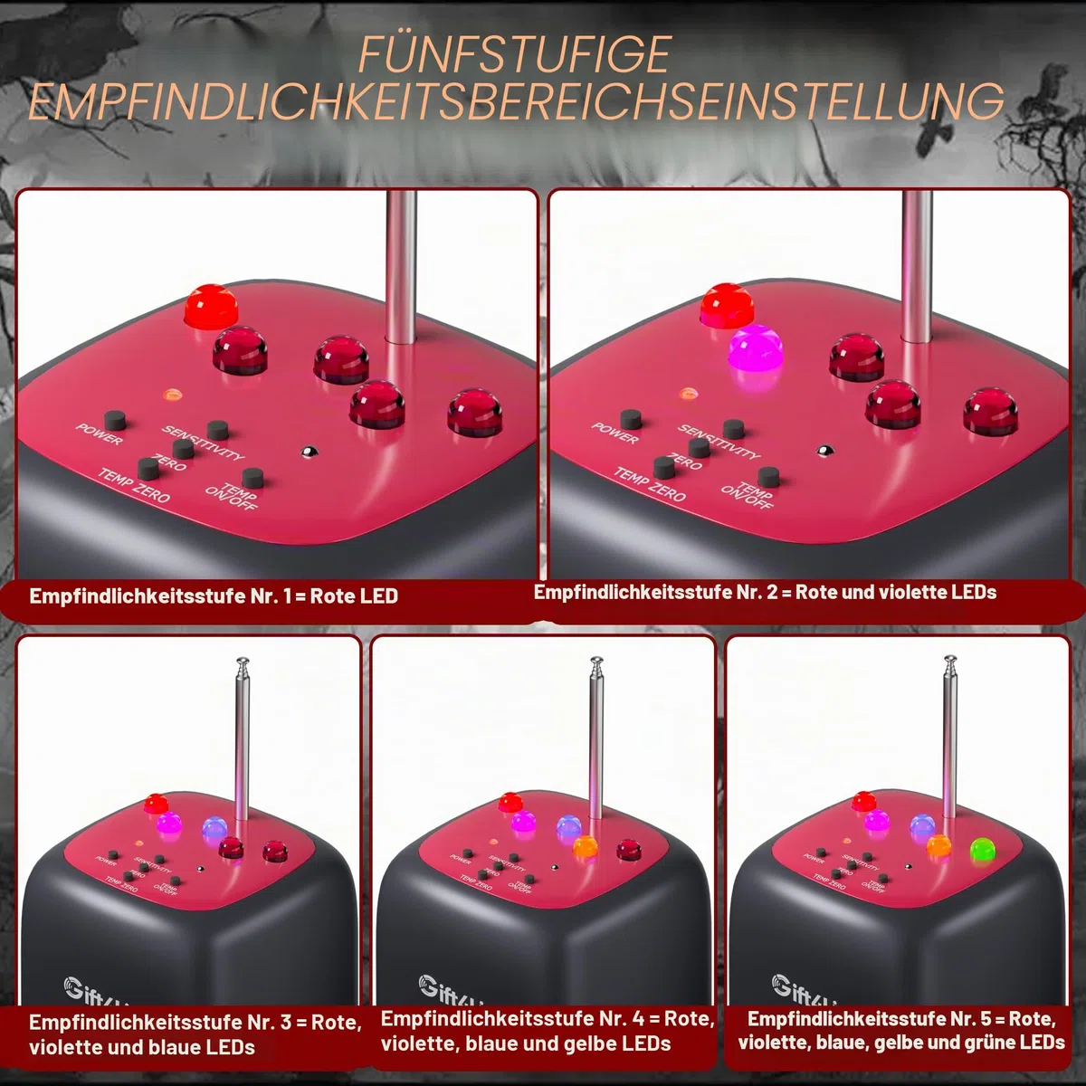 Professionelles Geisterjagd-Set, Dual-EMF- und Temperatursensor-Detektor, automatische Kalibrierung, tragbares Getriebe