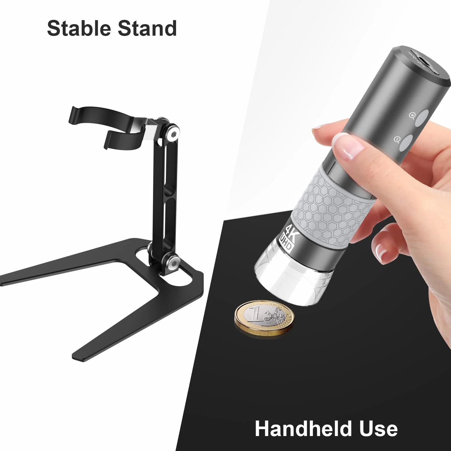 Jiusion WiFi USB Digitales Mikroskop 50-1000X Kabellose Vergrößerung Endoskop 4K 3840x2160P Kamera 8 LEDs Metallständer