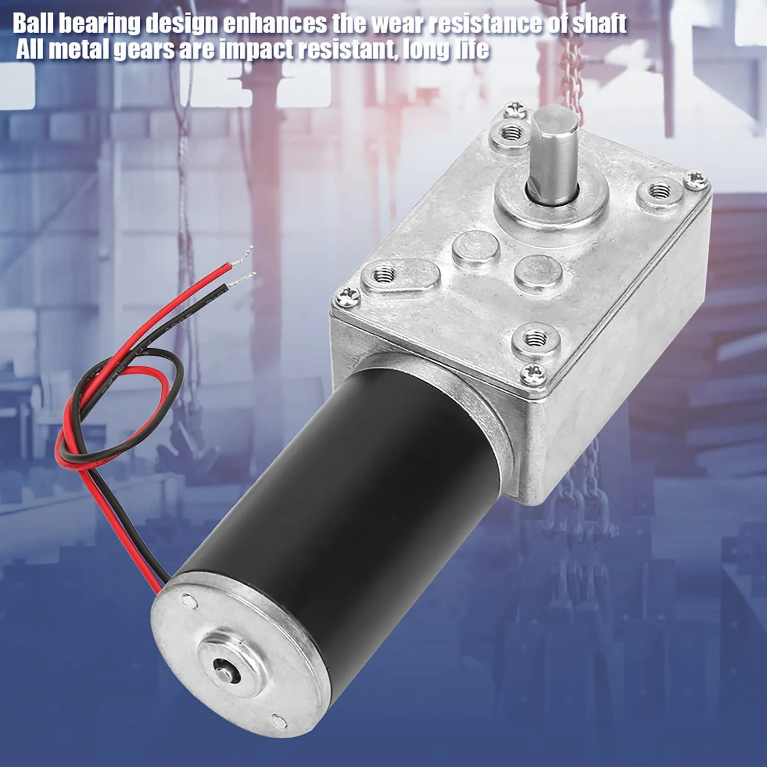 Getriebemotor DC 12V 50RPM 8mm Welle Umschaltbarer Schneckengetriebemotor