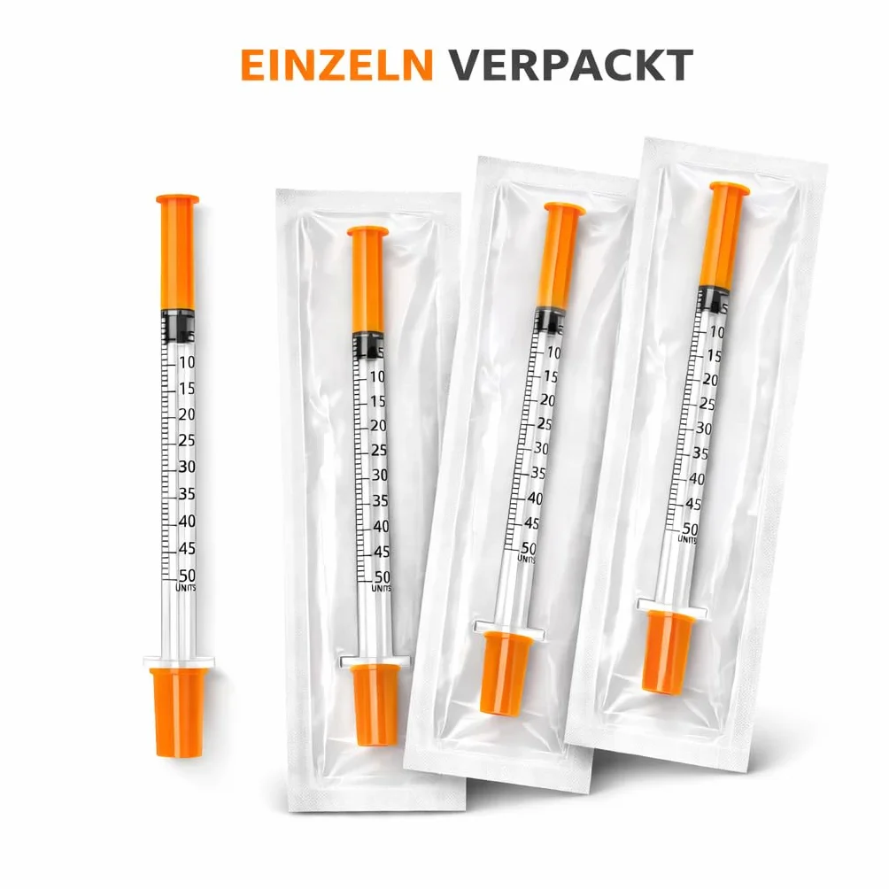 100 Stück 0,5 ml U100 Präzisions-Dosiertubes 30G x 5/16" (0,3 x 8 mm), einzeln verpackt für Labor und technische Anwendungen