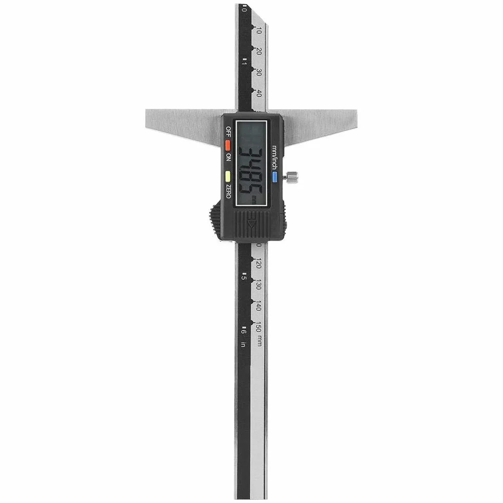 6 Zoll Digitales Tiefenmessgerät Edelstahl Digitales Höhenmessgerät Elektronisches Tiefenmess-Messschieberlineal mit 0-150 mm Messbereich 0,01 mm Präzision für DIY-Messungen