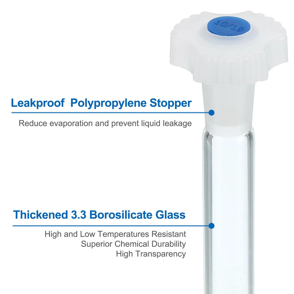 PATIKIL 25ml Messflasche 6Stk 3.3 Borosilikat Glas Volumetrischer Messkolben mit Verschlusskappe Toleranz 0.04ml für Laborversuch Klar
