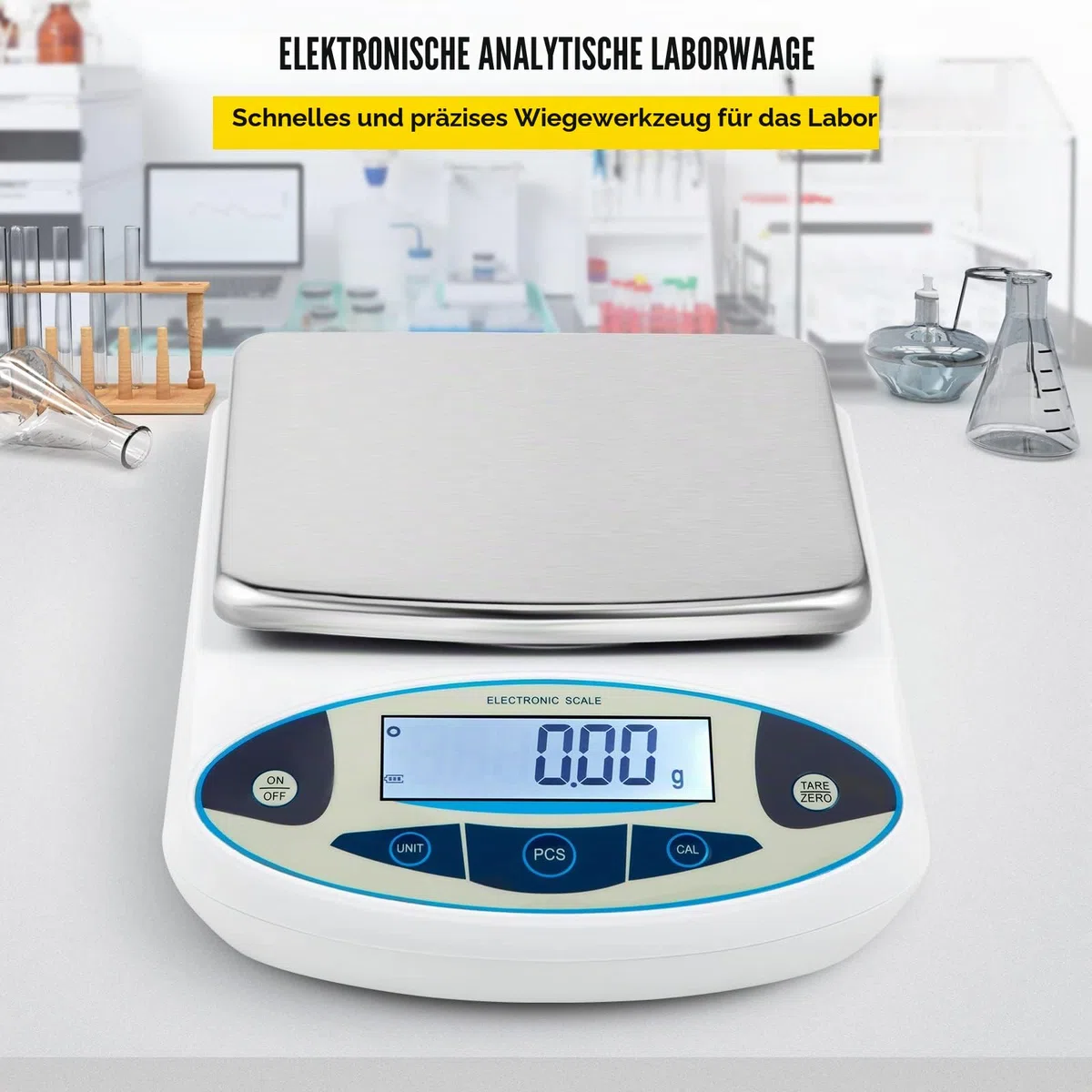 VEVOR Präzisionswaage 5000g 0.01g Hochpräzise Digitale Elektronische Waage Labor-Analysewaagen Laborwaage Schulwaage Schmuckwaage Feinwaage digital Milligramm Waage Digitalwaage Kalibriergewicht