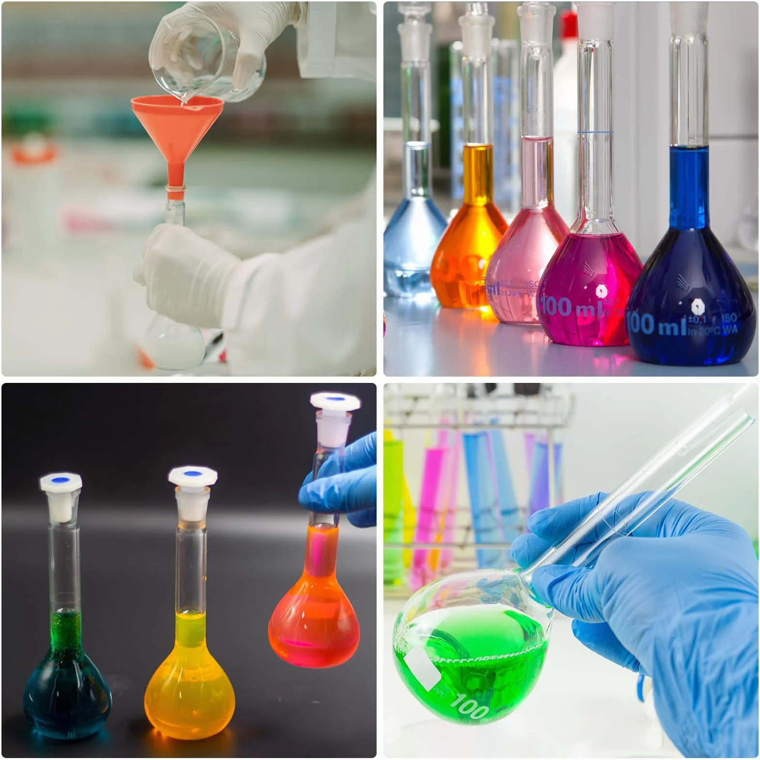 PATIKIL 25ml Messflasche 6Stk 3.3 Borosilikat Glas Volumetrischer Messkolben mit Verschlusskappe Toleranz 0.04ml für Laborversuch Klar