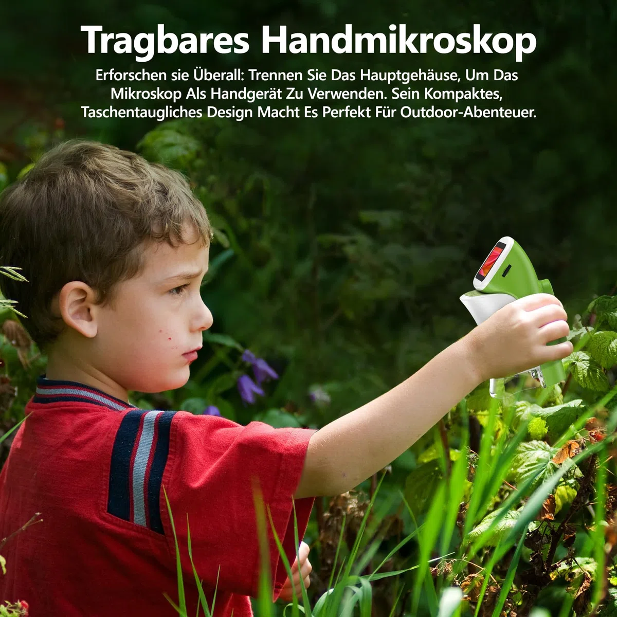 Kinder-Handmikroskop Mini 1000X Digitales Taschenmikroskop 2 Zoll 4K Bildschirm STEM Spielzeug Geschenk Kinder 6-12 Jahre inkl. Dias-Set 32GB Speicherkarte