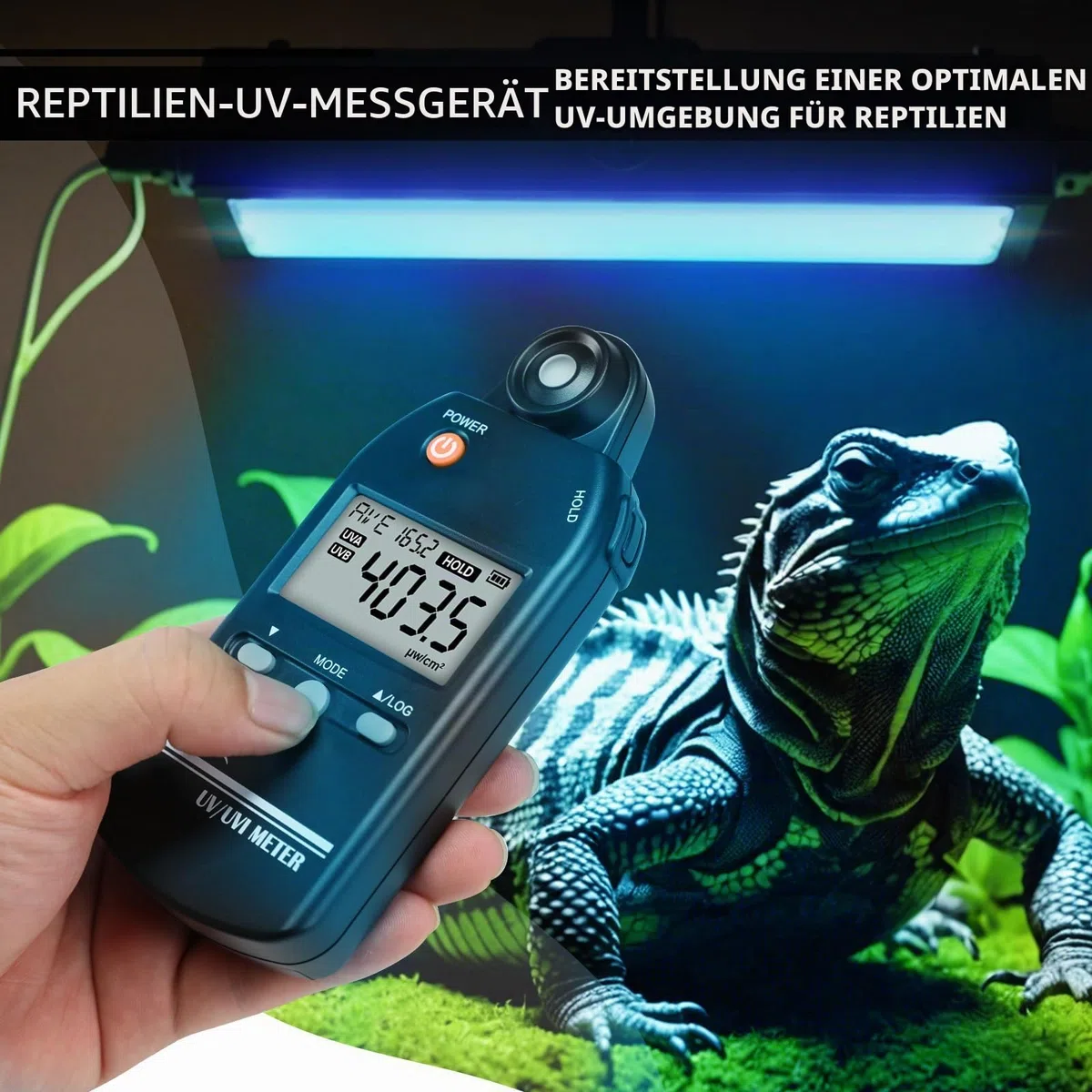 UV Meter Digital UVB Messgerät 280-400nm UV Index Meter 0-5000μW/cm² UV Detektor 100 Gruppen Datensatz für Reptilien