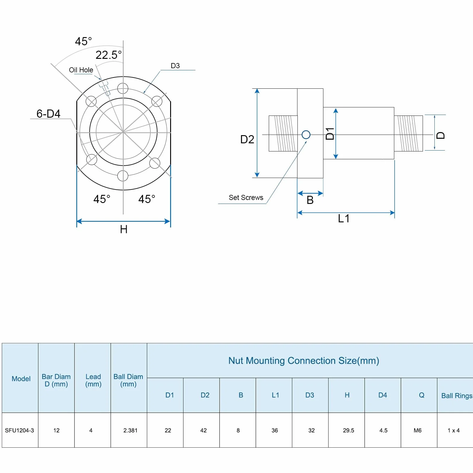 QUARKZMAN BallScrew SFU1204 (Durchmesser 12mm, Steigung 4mm, Länge 350mm) mit Kugelgewindemutter Anti-Backlash Kugelgewindespindel-Kit Standard-Endbearbeitung für BK/BF12 CNC-Maschinenteile