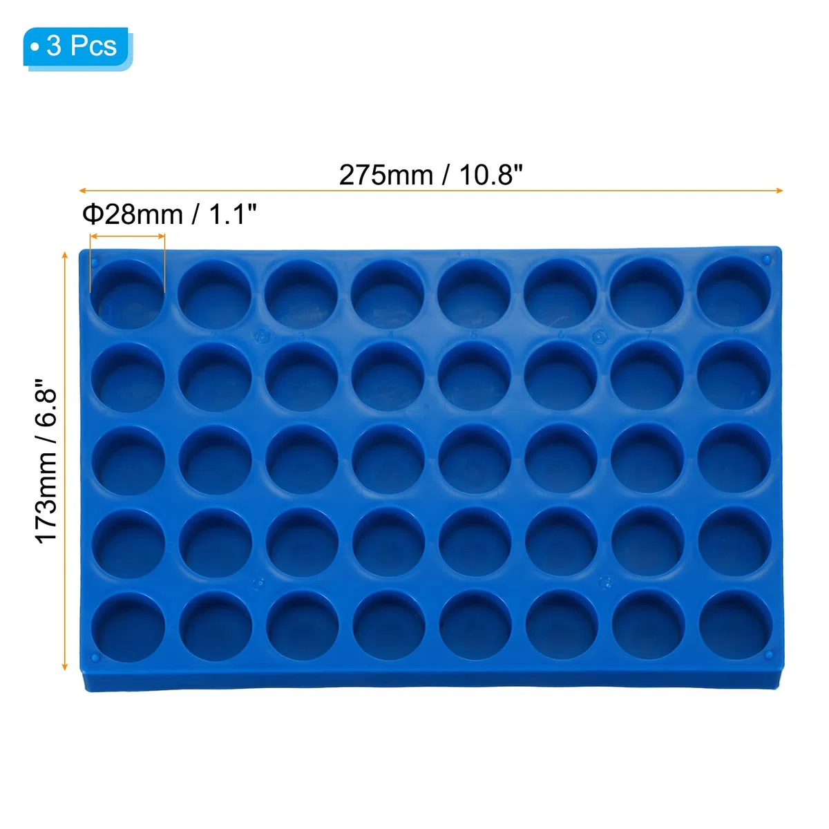 PATIKIL Vial Halter Für 20ml Autosampler Vials 3er Pack Vial Halterung 40-Well Stapelbarer Test Tube Rack Vial Halter Für Mikrozentrifugenröhrchen Blau